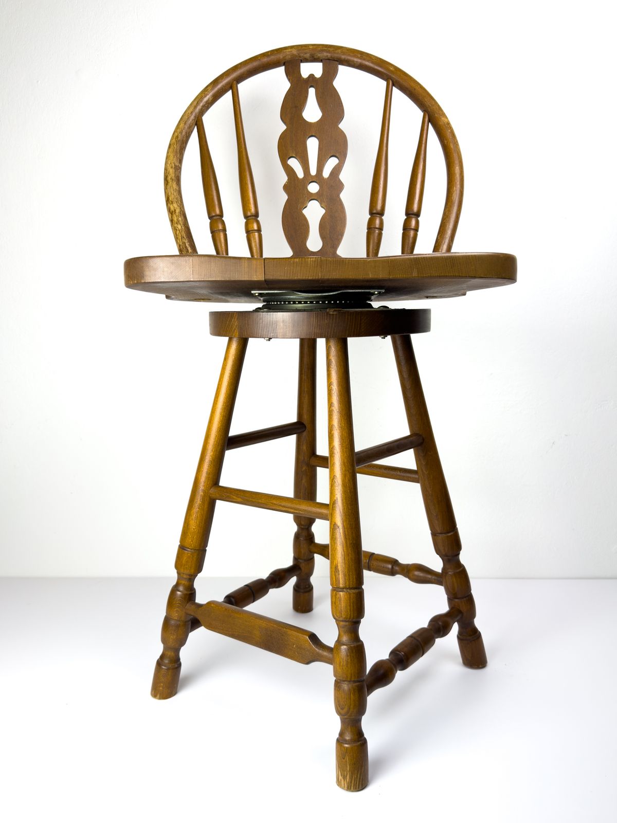 Vintage Wooden Bar Swivel Chair, Slovenia 1992 photo vintage