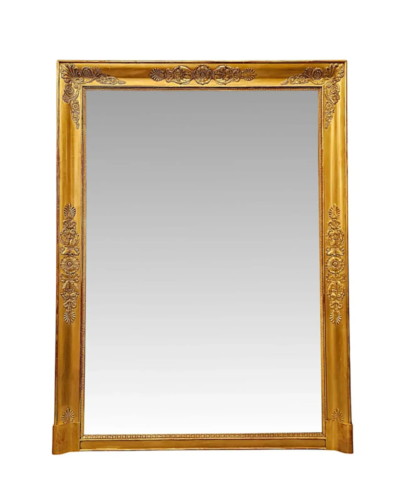 A Stunning Large 19th Century Giltwood Overmantel Mirror With Lovely Distressed Glass