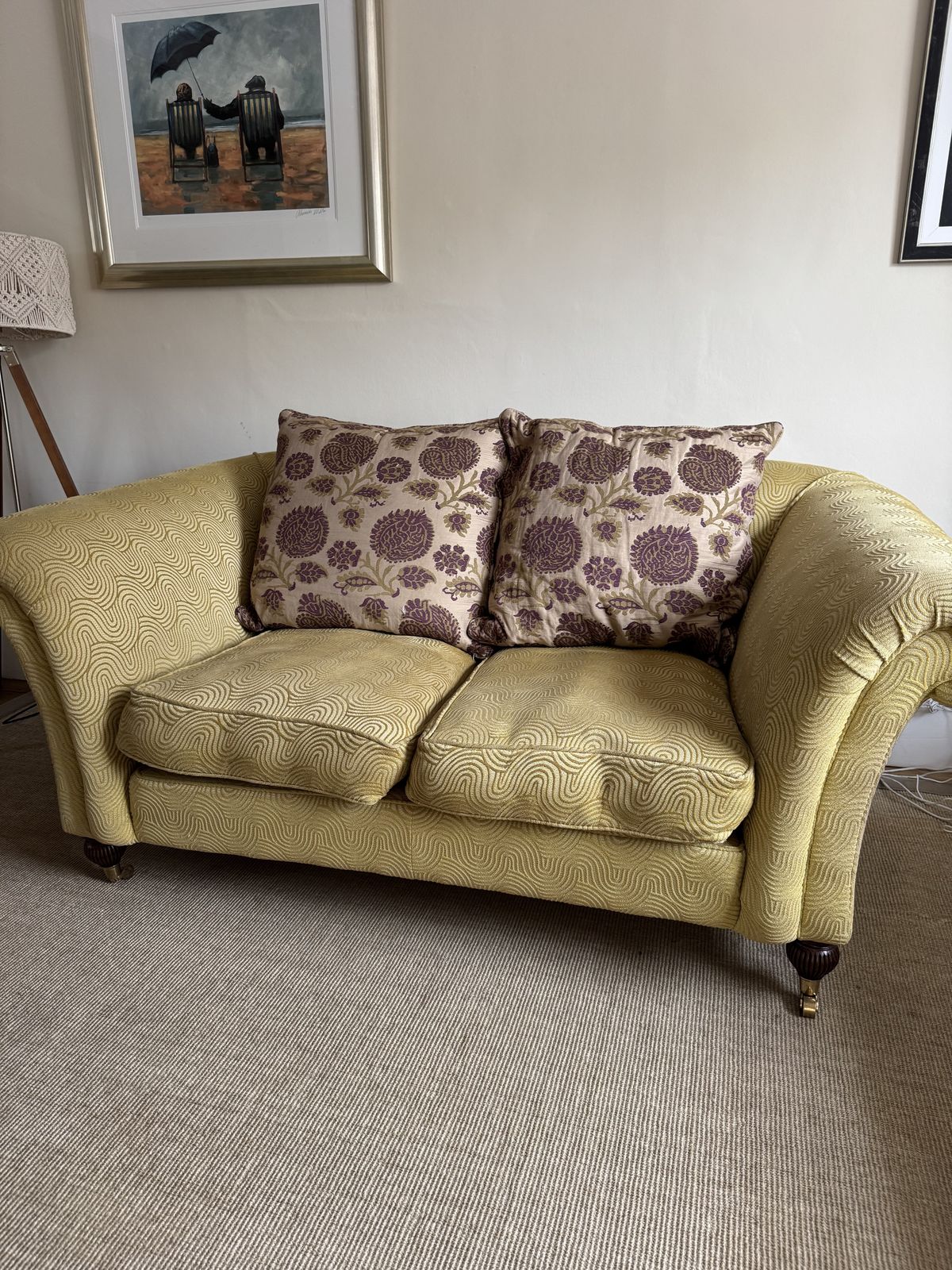 Large Gold/Yellow/Lime Green Sofa photo furniture