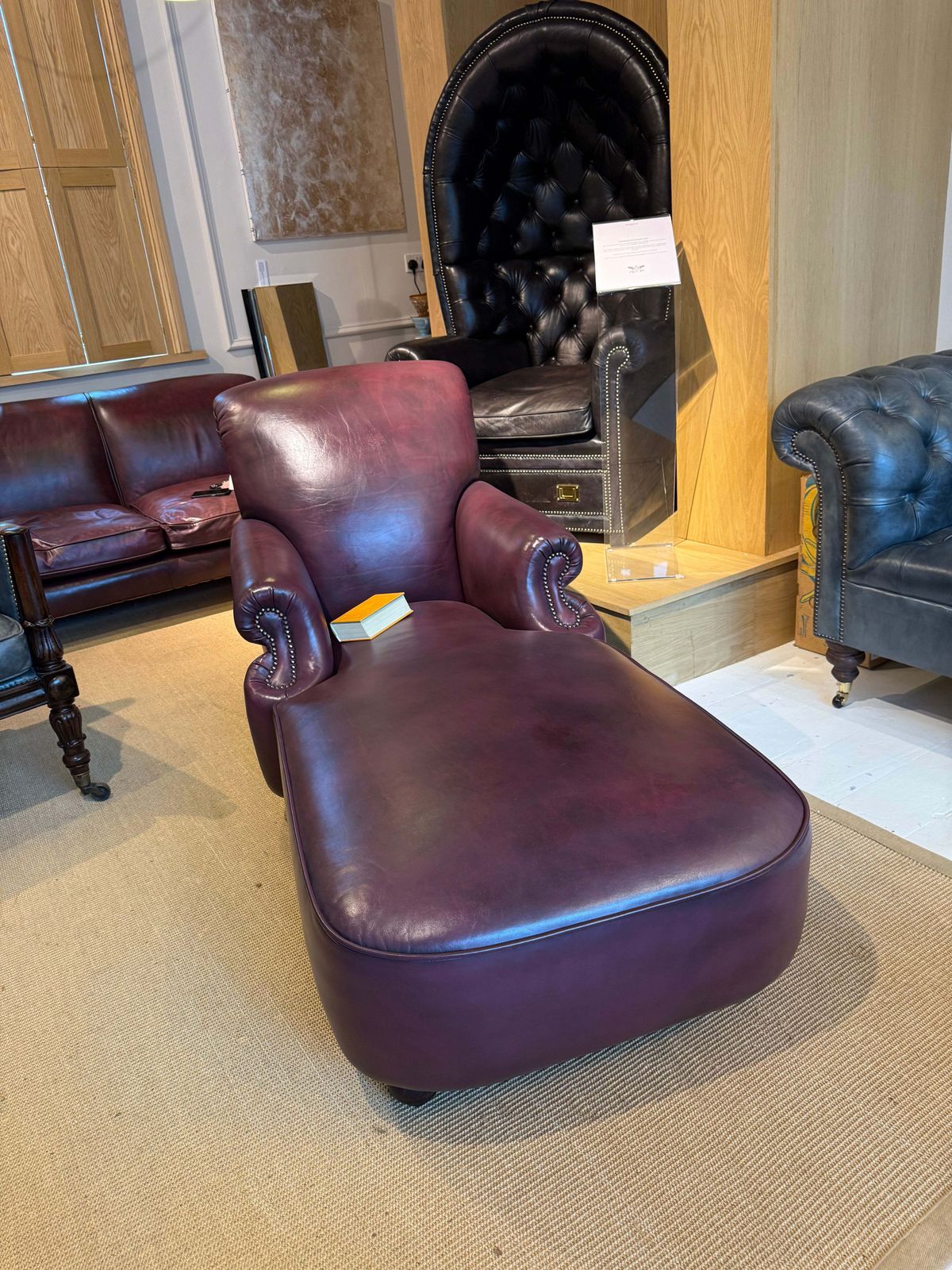Our Shelburne Daybed In Hand Dyed Rich Orchid Leather   Matching Pair Available photo for sale