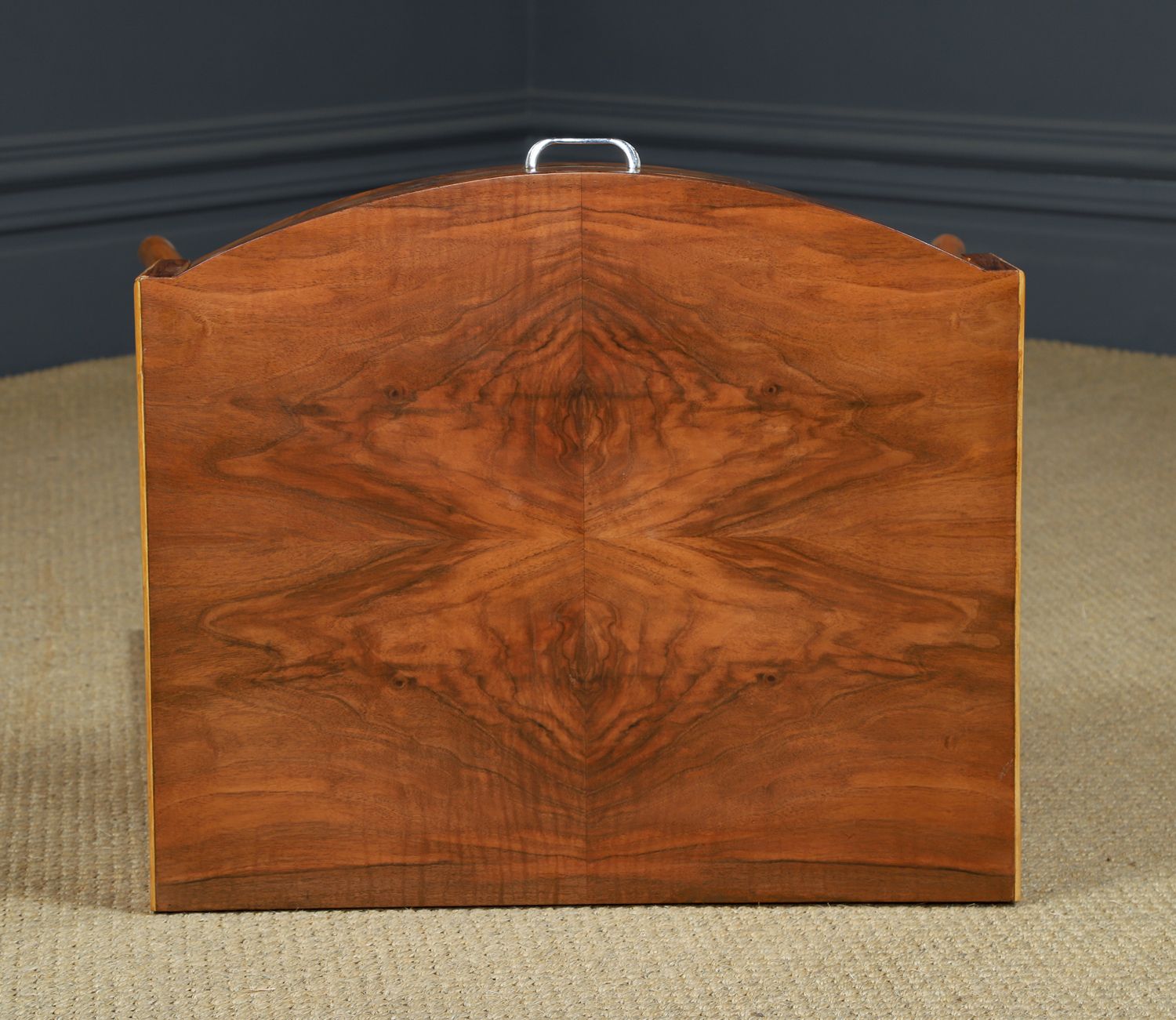 photo vinterior English Art Deco Walnut Side / Occasional / Bedside Table With Drawer (Circa 1930)