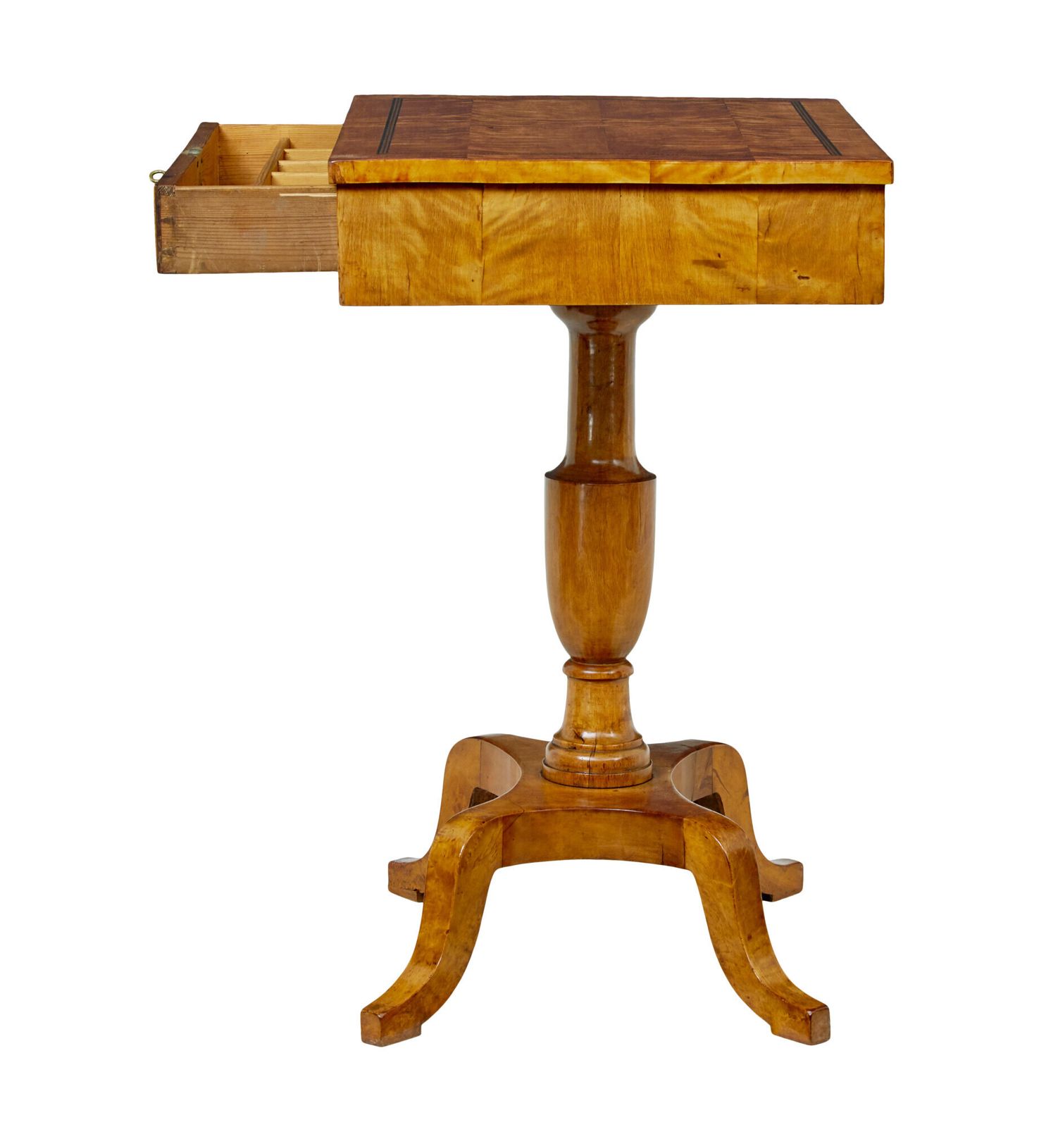 Swedish 19th Century Inlaid Empire Revival Birch Side Table photo vintage