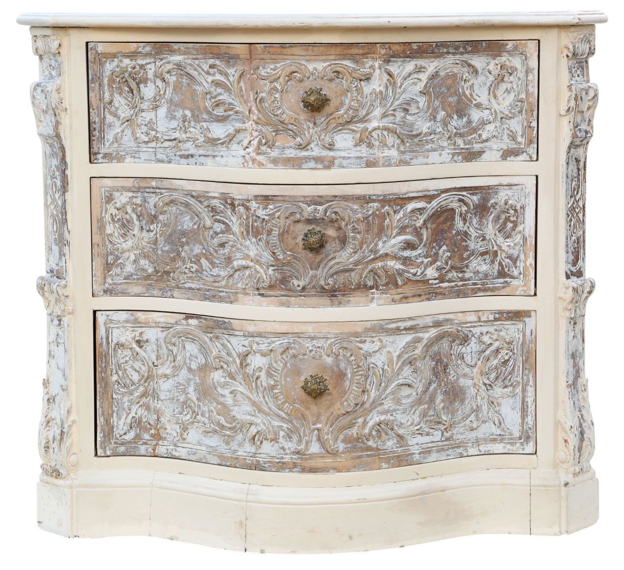 Antique Italian Painted Carved Serpentine Chest Of Drawers C.1920 – Quality Furniture