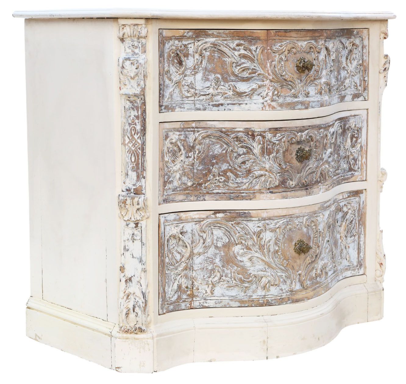 Antique Italian Painted Carved Serpentine Chest Of Drawers C.1920 – Quality Furniture photo for sale