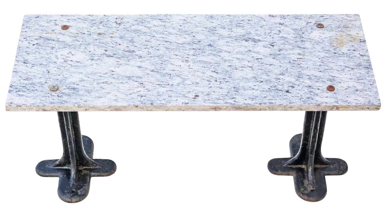 Antique C1900 Marble & Cast Iron Table Or Seat – Kitchen, Conservatory, Or Garden photo vinterior
