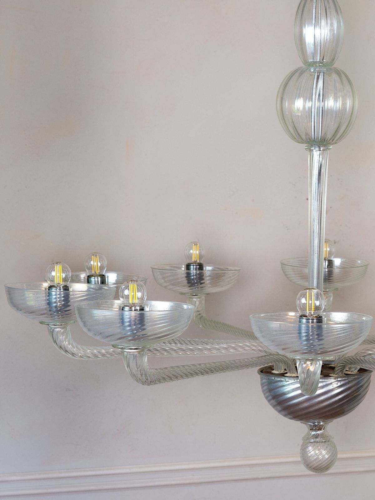 Large Murano Glass Chandelier, Hand Blown With Acid Etched Finish photo Lighting