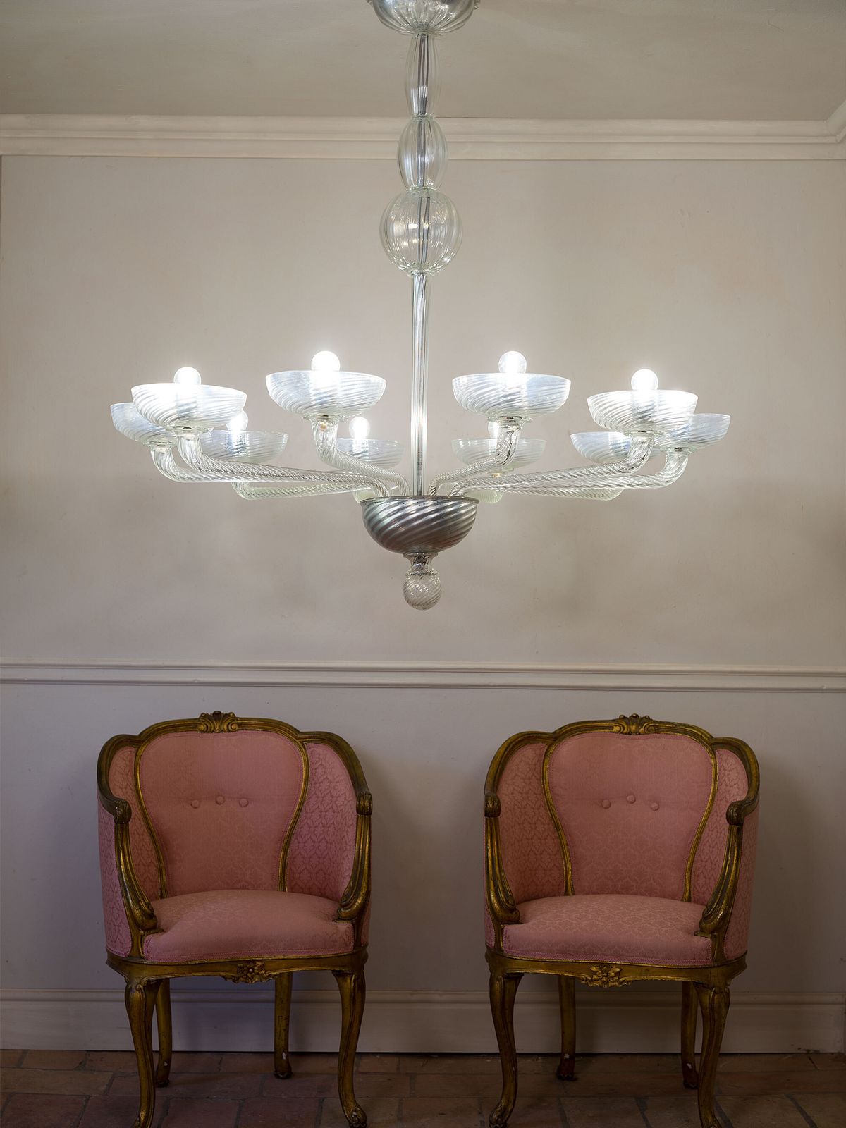 3400.0 Large Murano Glass Chandelier, Hand Blown With Acid Etched Finish photo