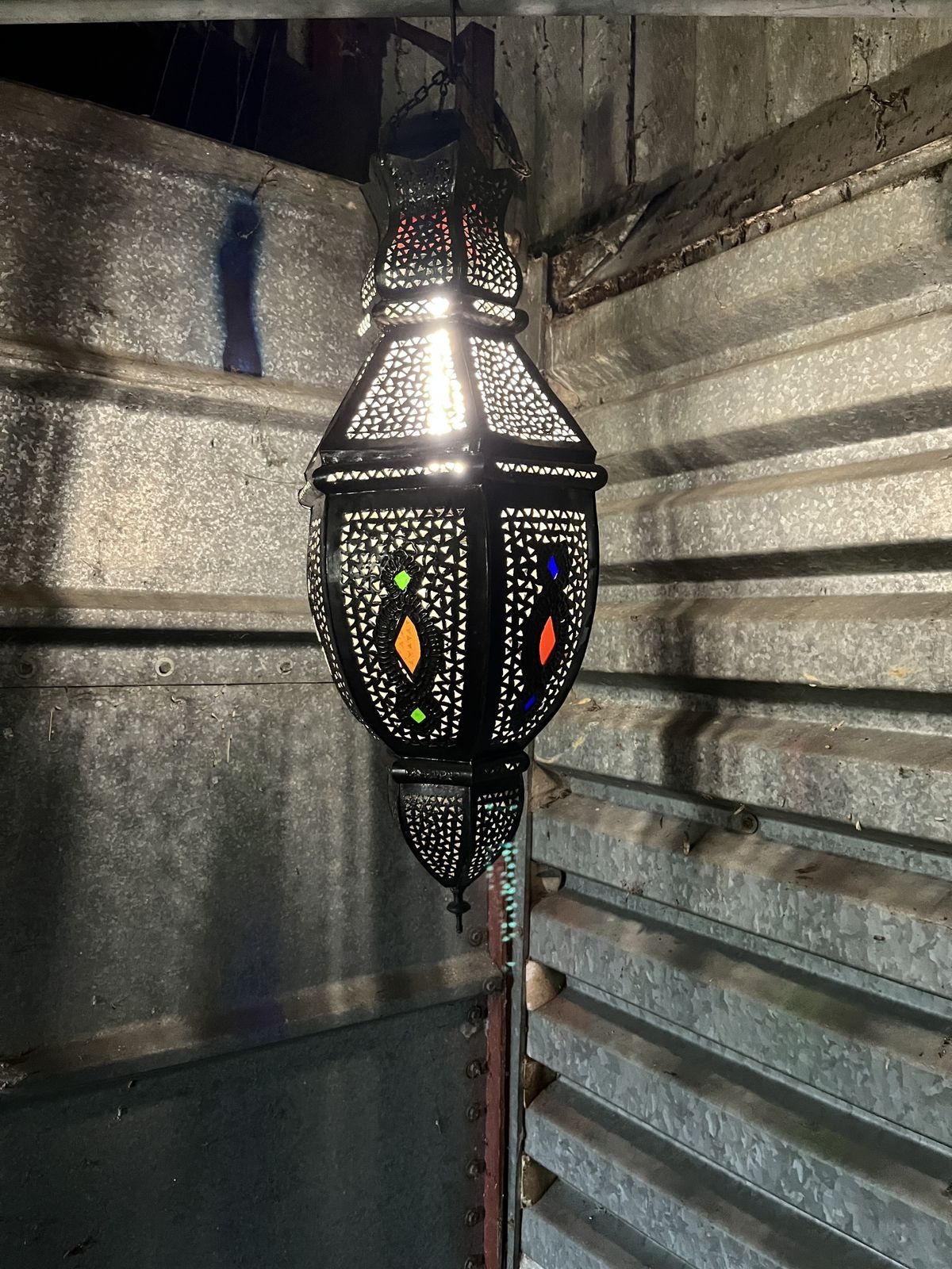 Stunning Pair Of Moroccan Moorish Arabic Metal Glass Ceiling Pendant Light Shade photo buy
