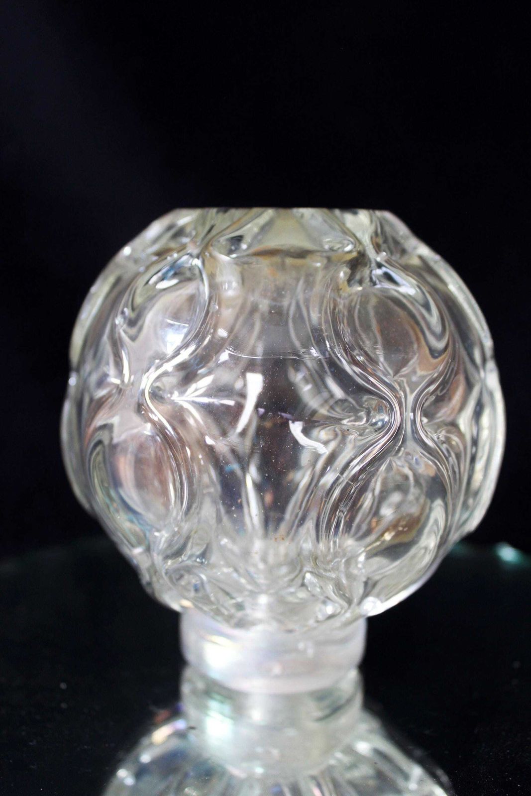 Vintage Art Ball Finial, Staircase Finial, Molded Ball, Lightly Irridescent, Geometric Shape, Bottle Vase, Clear Transparency photo 54.0