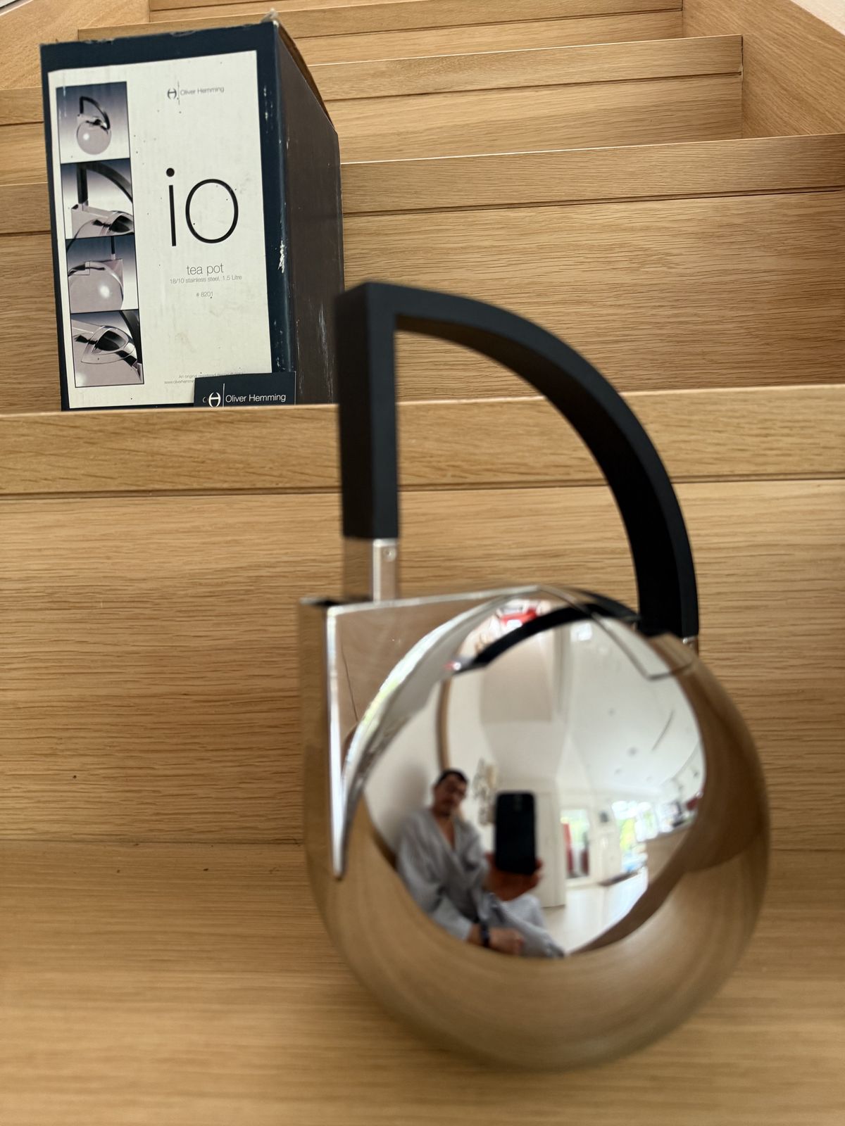 Oliver Hemming Iconic Stainless Steel 1.5 Litre Io Tea Pot photo Home Fixtures