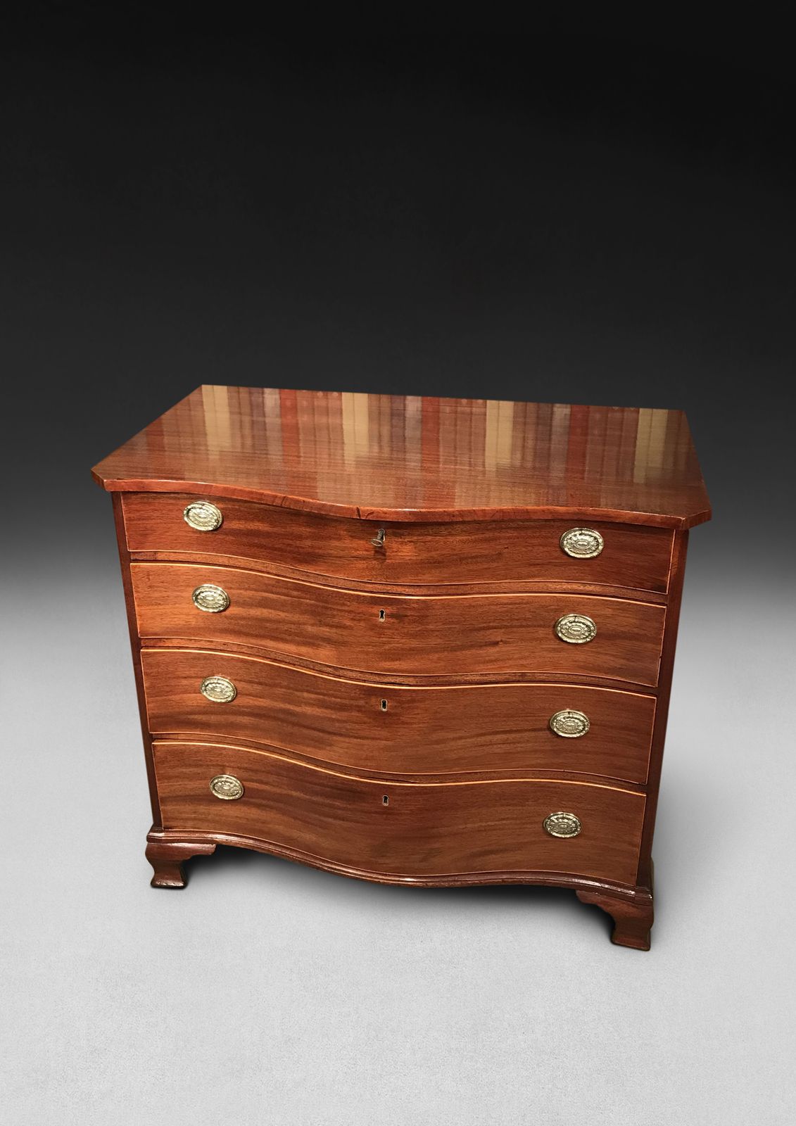 George III Period Mahogany Serpentine Fronted Chest Of Four Drawers photo for sale
