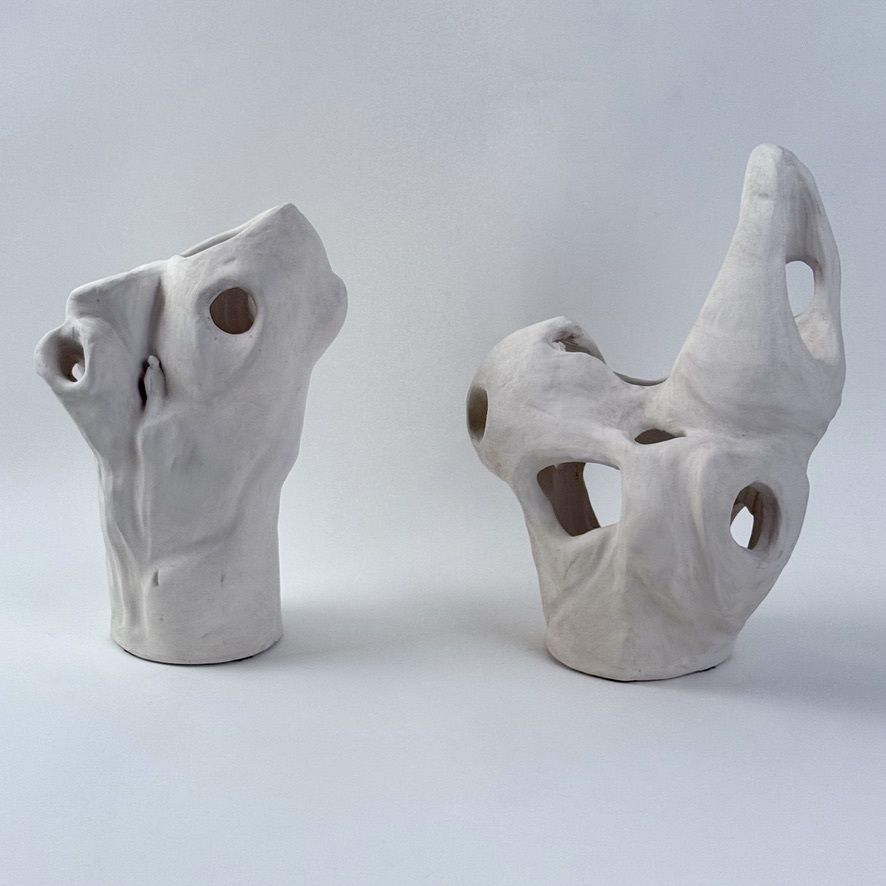 Late 20th Century Pair Of Italian Terracotta Sculptures Painted In White photo for sale