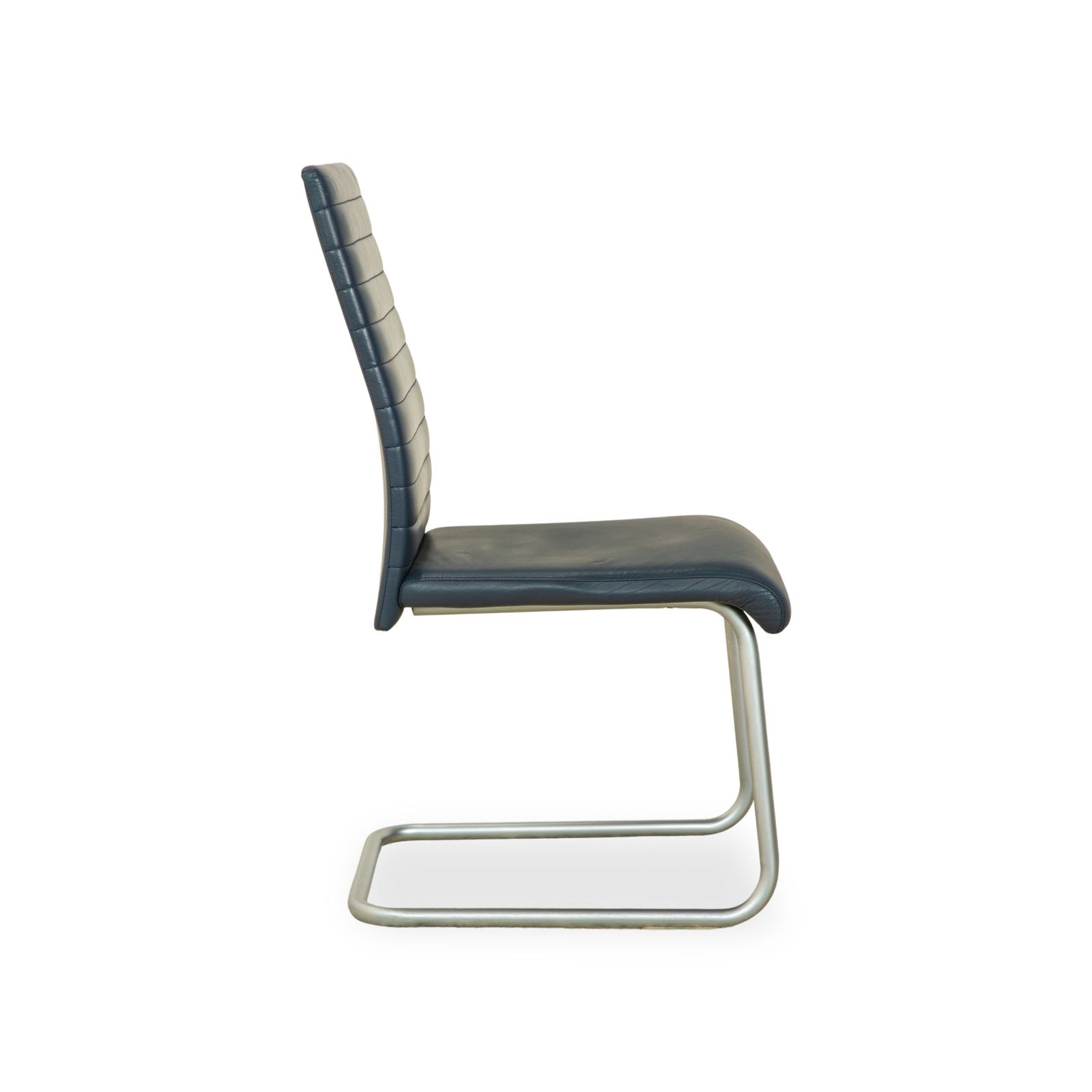 Set Of 4 Ronald Schmitt Leather Cantilever Chairs, Blue And Navy photo 893.0