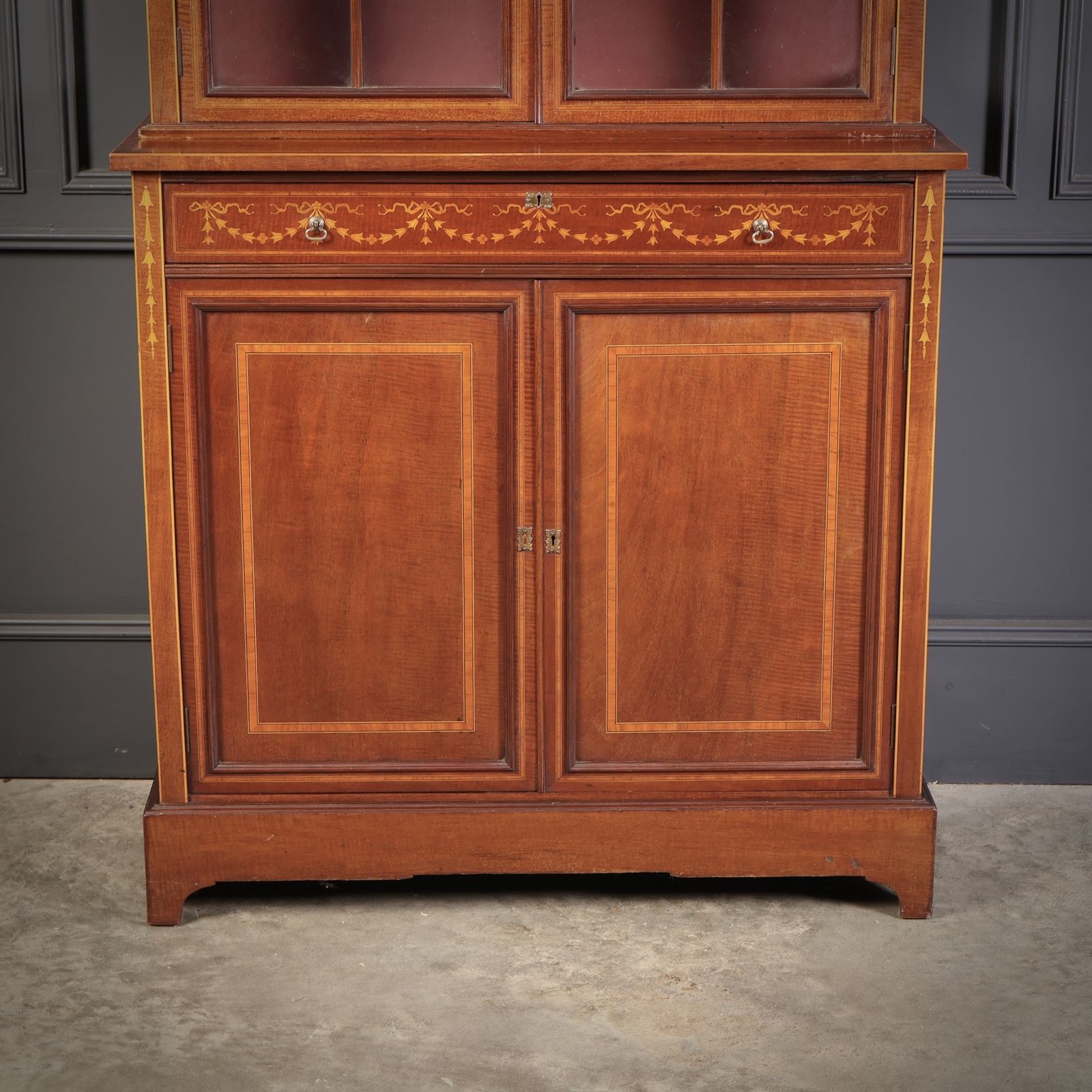 photo buy Marquetry Inlaid Mahogany Glazed Cabinet