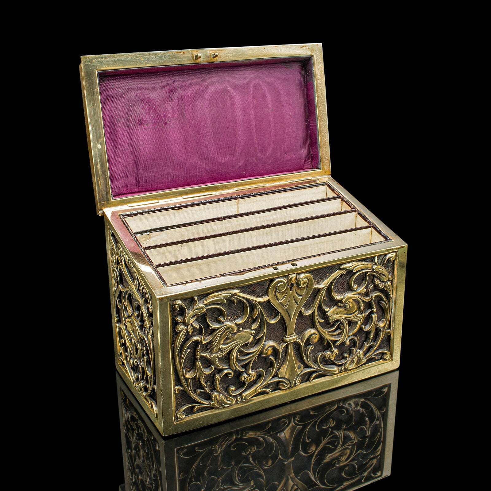 Antique Stationery Box, English, Brass, Tabletop Letter Case, Victorian, C.1880 photo furniture