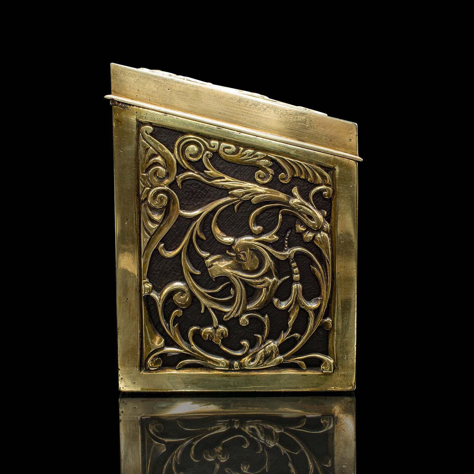 Antique Stationery Box, English, Brass, Tabletop Letter Case, Victorian, C.1880 photo Home Decor