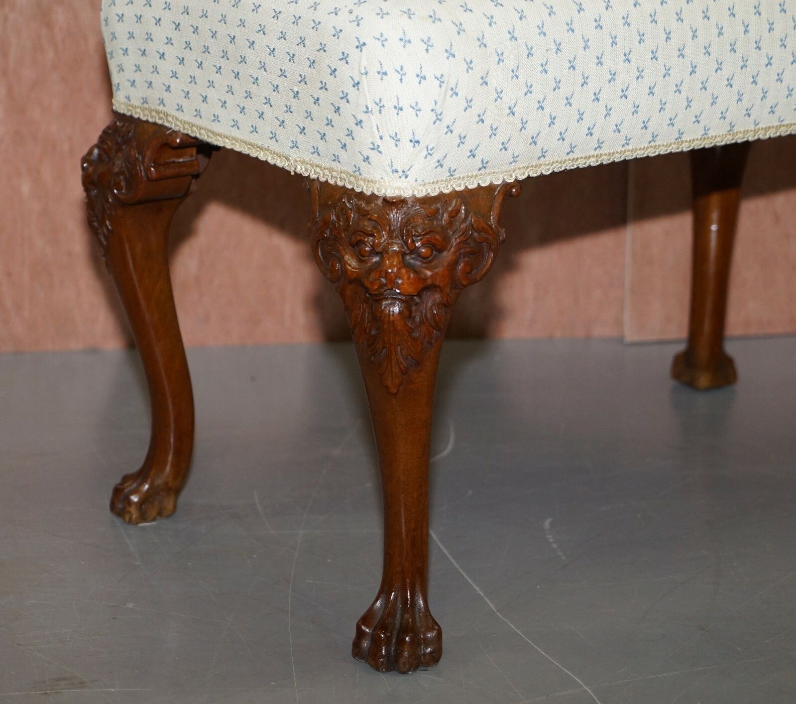 Fully Restored George III Style Hand Carved Bench Stool With Lion Hairy Paw Feet photo Furniture