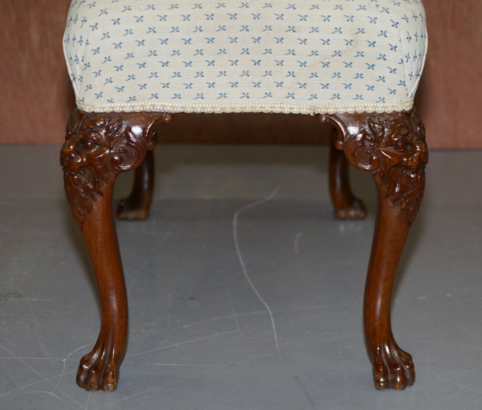 photo for sale Fully Restored George III Style Hand Carved Bench Stool With Lion Hairy Paw Feet