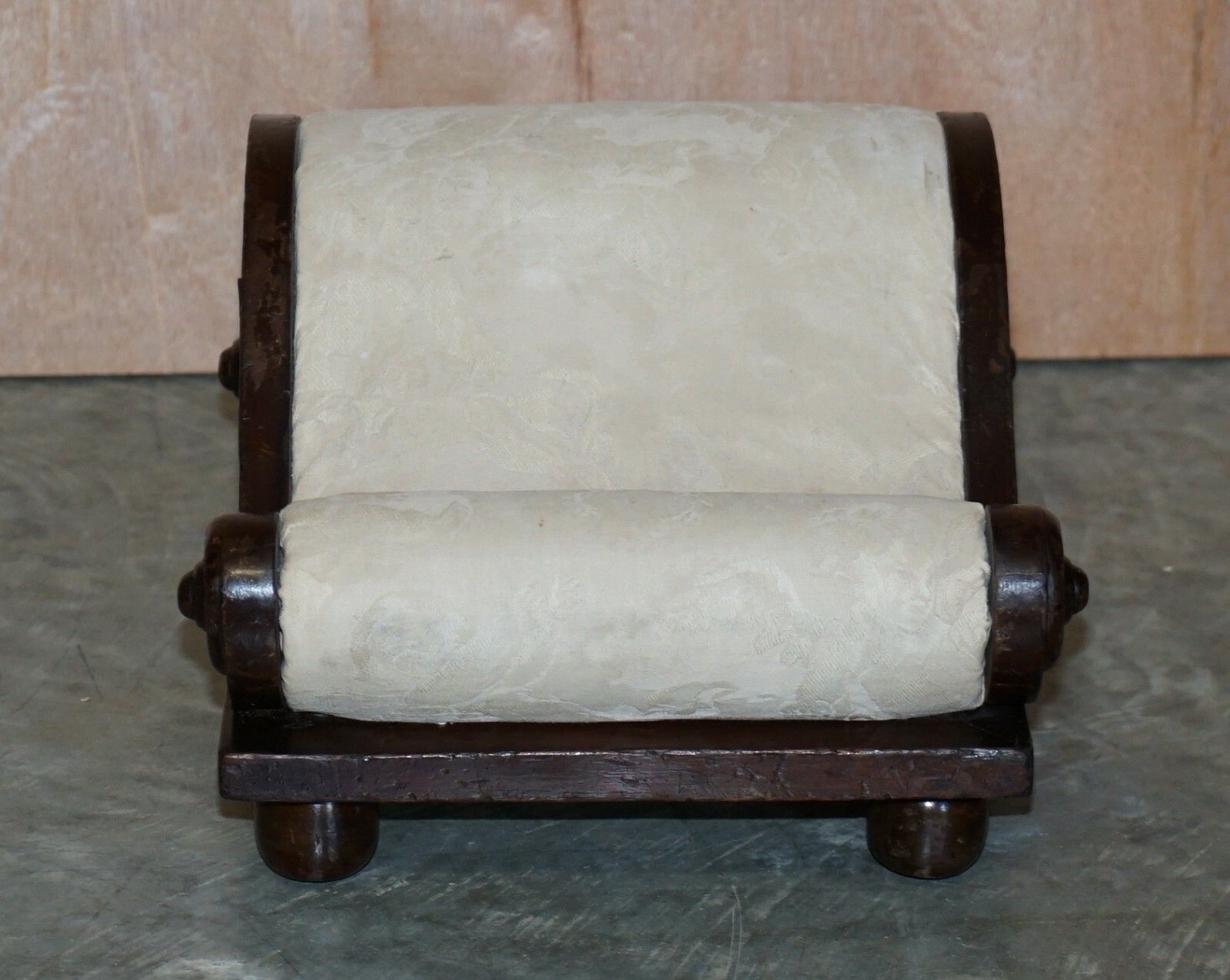 Rare Antique Georgian Circa 1800 Footstool With Angel Cherub Upholstery Fabric photo for sale