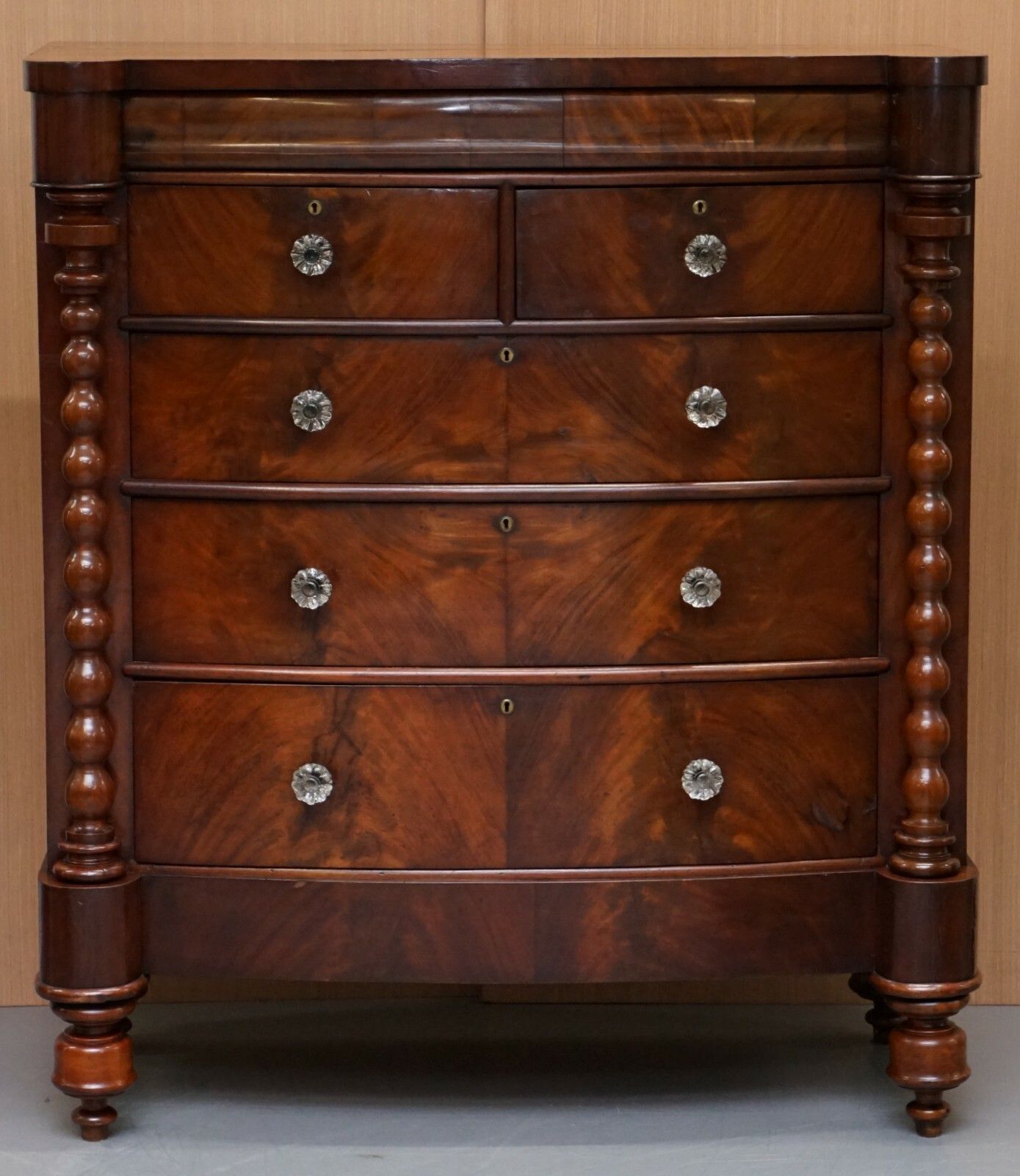 Huge Victorian Flamed Mahogany Scottish Chest Of Drawers Massive Storage Space photo furniture