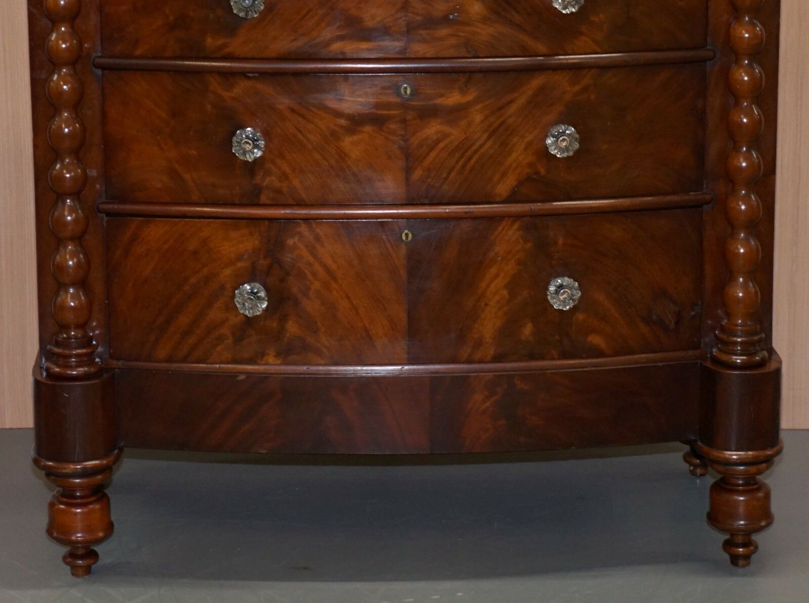 Huge Victorian Flamed Mahogany Scottish Chest Of Drawers Massive Storage Space photo for sale
