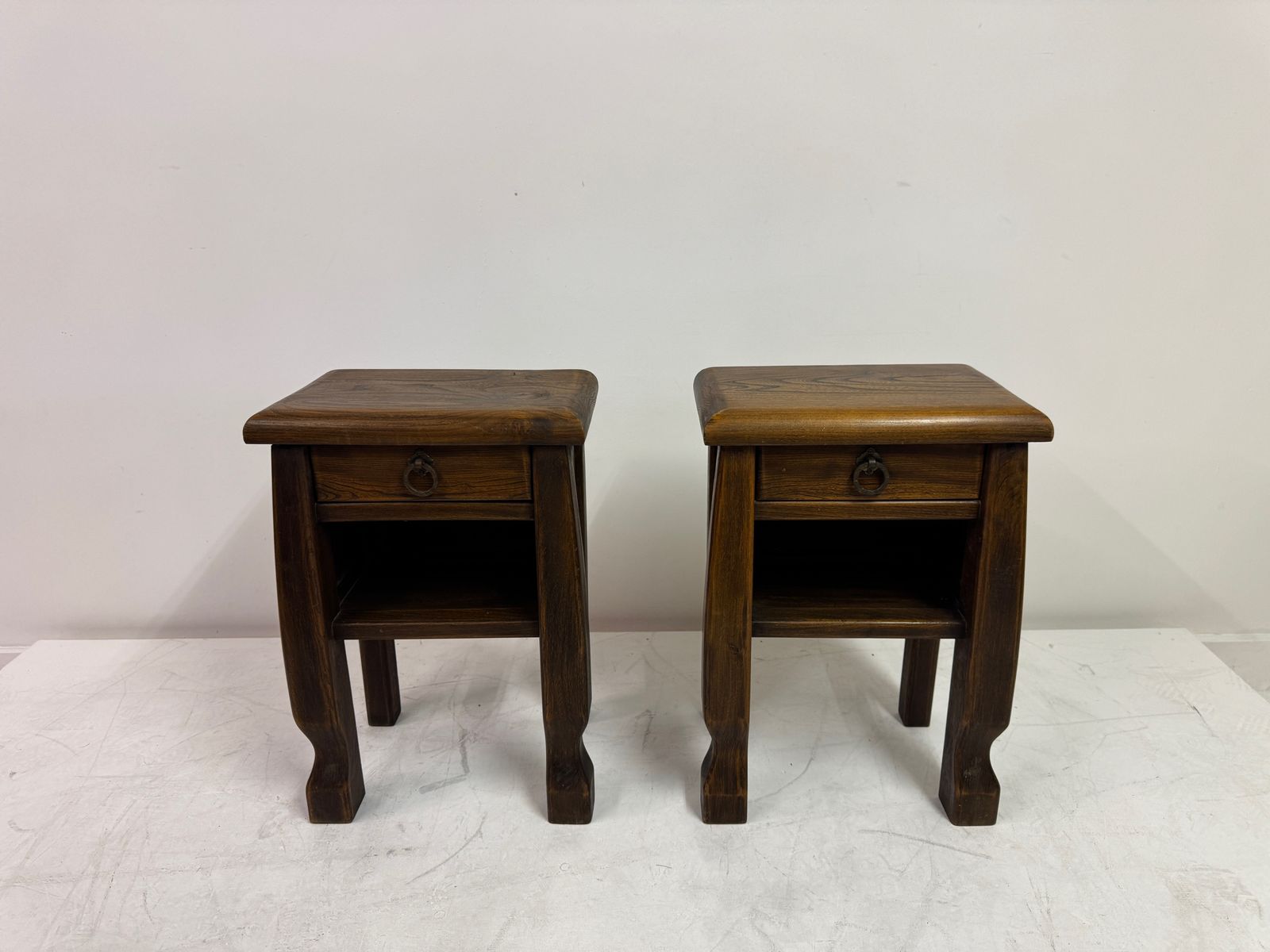 Pair Of Oak Bedside Tables In The Style Of Olavi Hänninen, Continental, 20th Century photo 995.0
