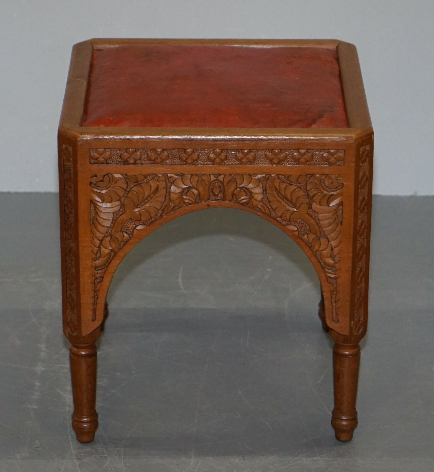 Pair Of Antique Victorian Hand Carved 19th Century Asethetic Movement Stools photo furniture