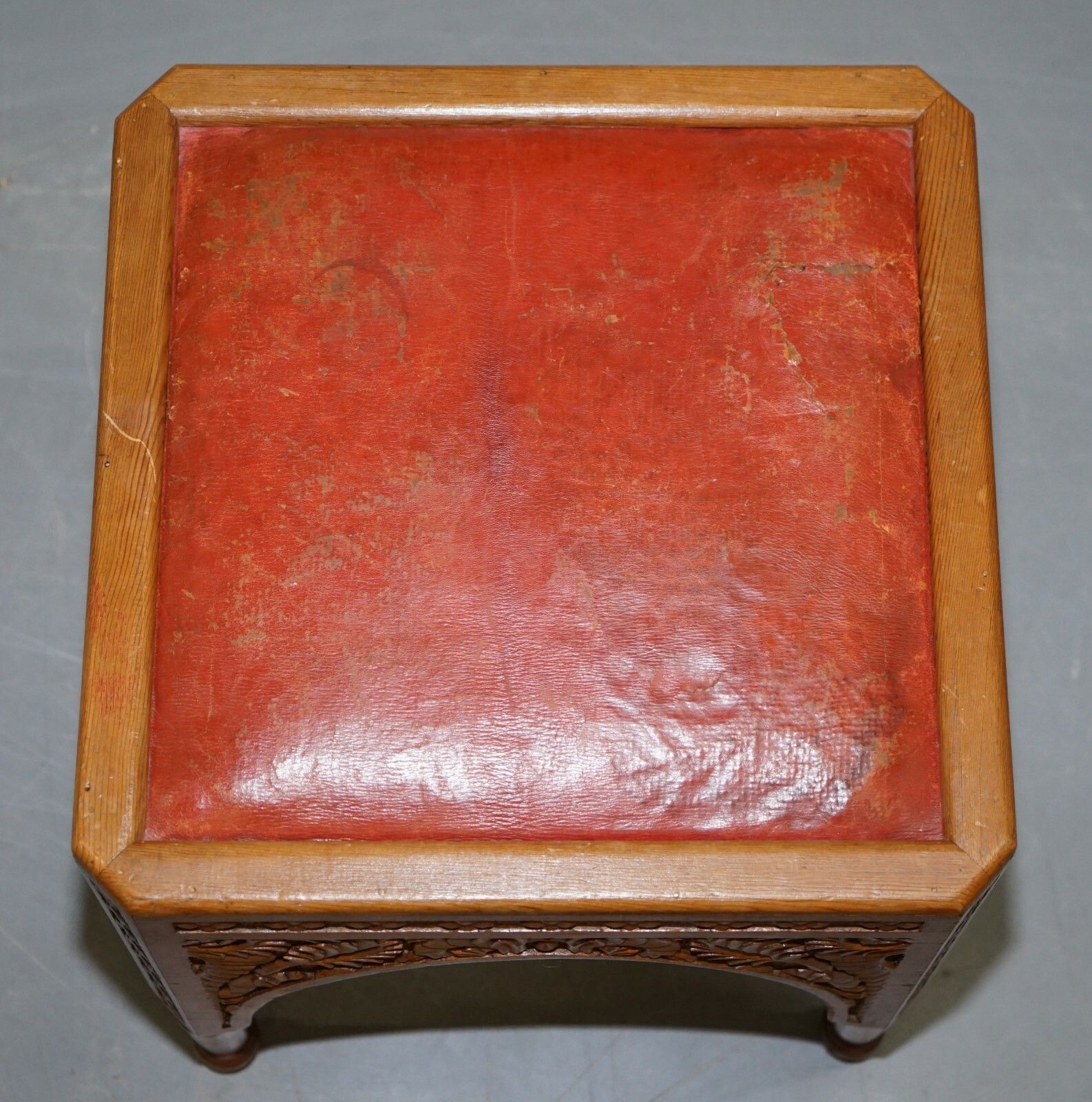 Pair Of Antique Victorian Hand Carved 19th Century Asethetic Movement Stools photo 1000.0