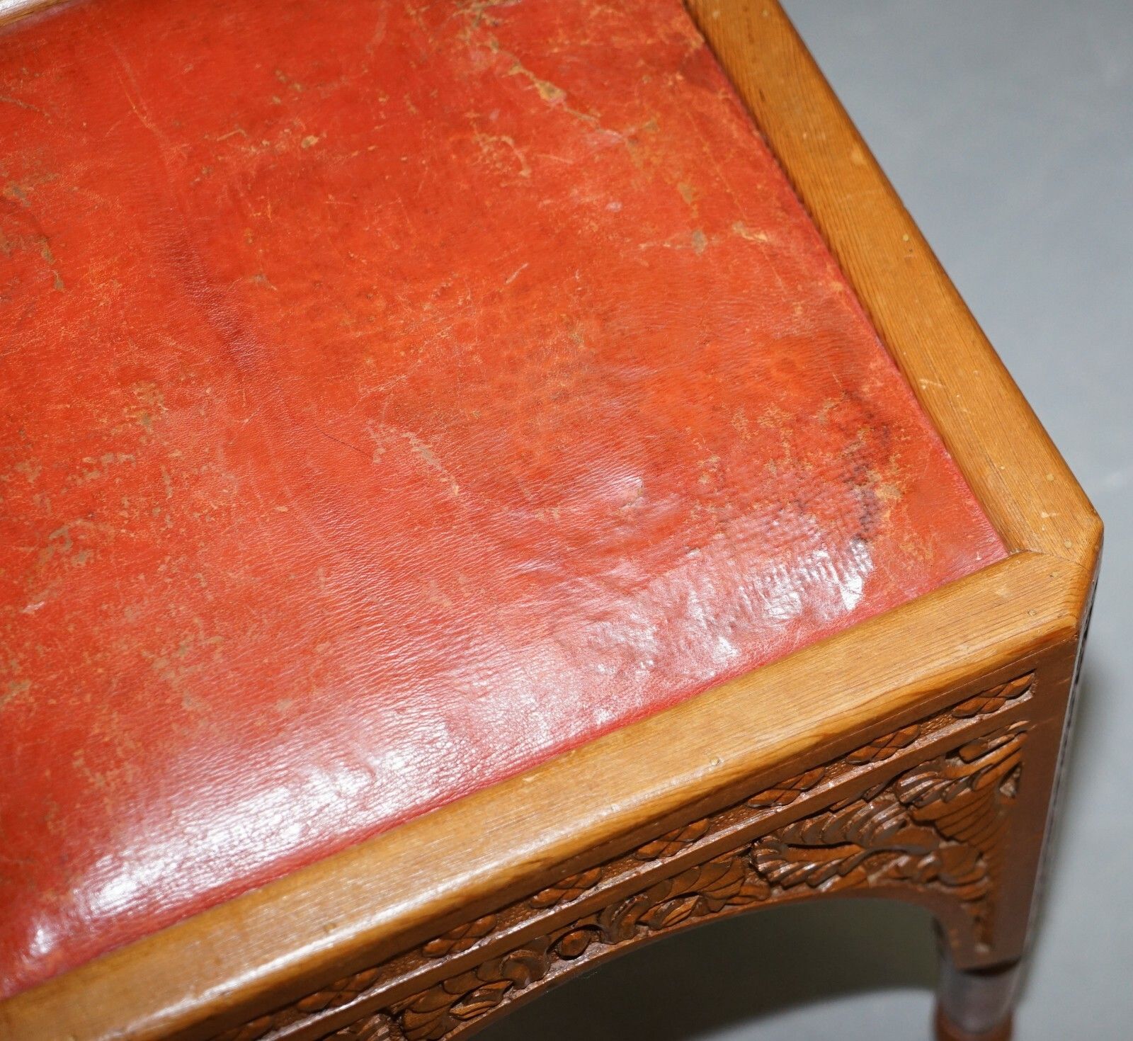 Pair Of Antique Victorian Hand Carved 19th Century Asethetic Movement Stools photo vinterior
