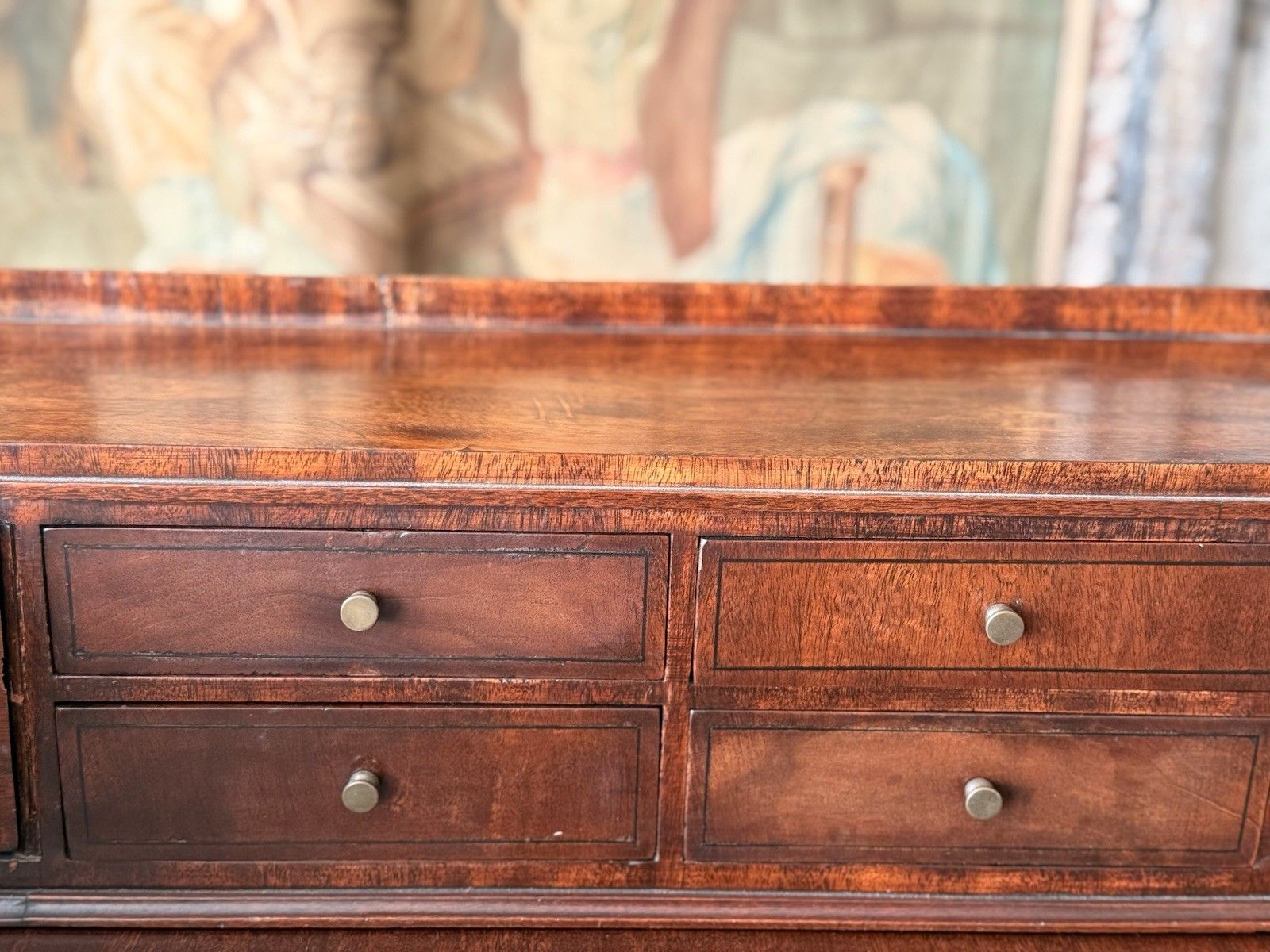 1599.0 Fine Quality English Antique Mahogany Carlton House Curved Writing Desk C 1860 photo