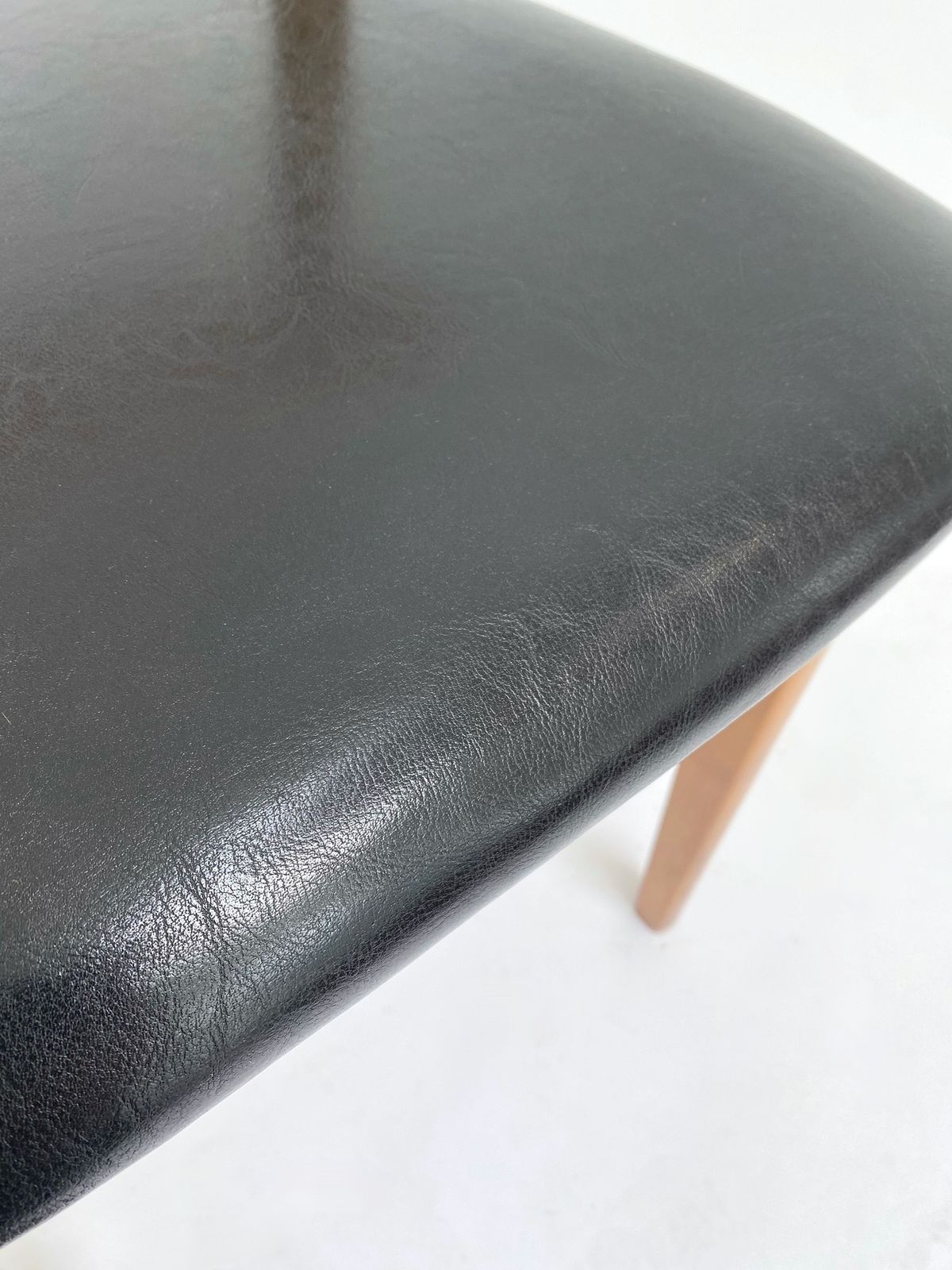 Furniture Danish Farstrup Model 210 Set Of 6 Teak And Black Vinyl Dining Chairs Mid Century 1960s photo