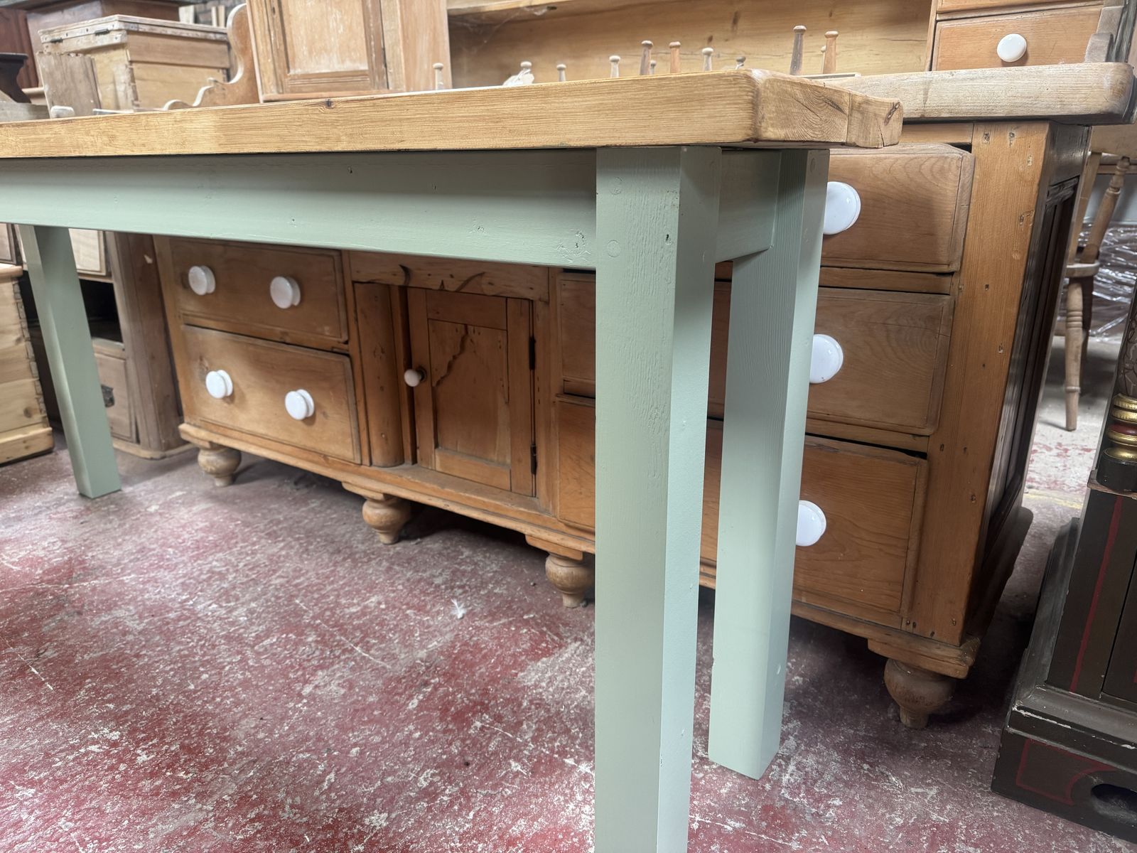 A Beautiful 6' (183cm) Long Hall/Side Table  In Pine Waxed And Painted photo furniture