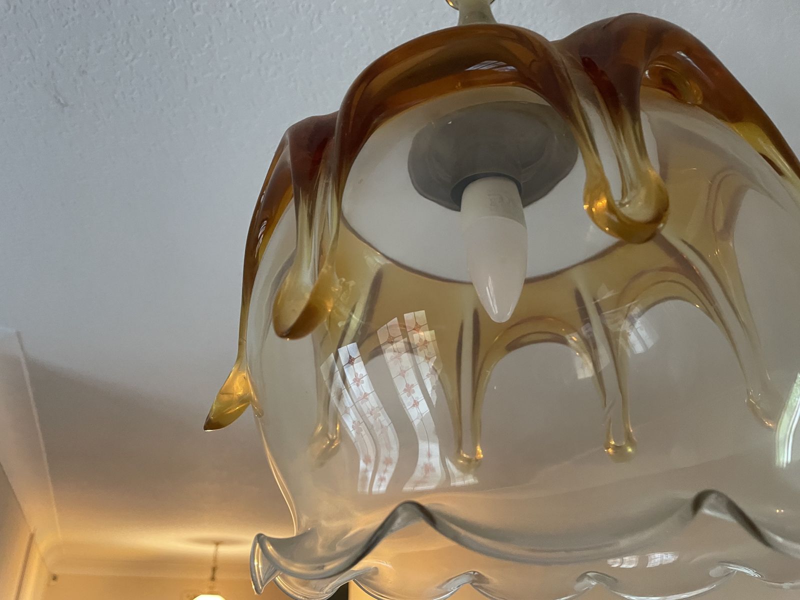 Murano Glass Vintage Ceiling Light Shades And Brass Ceiling Fittings (X2) photo 150.0