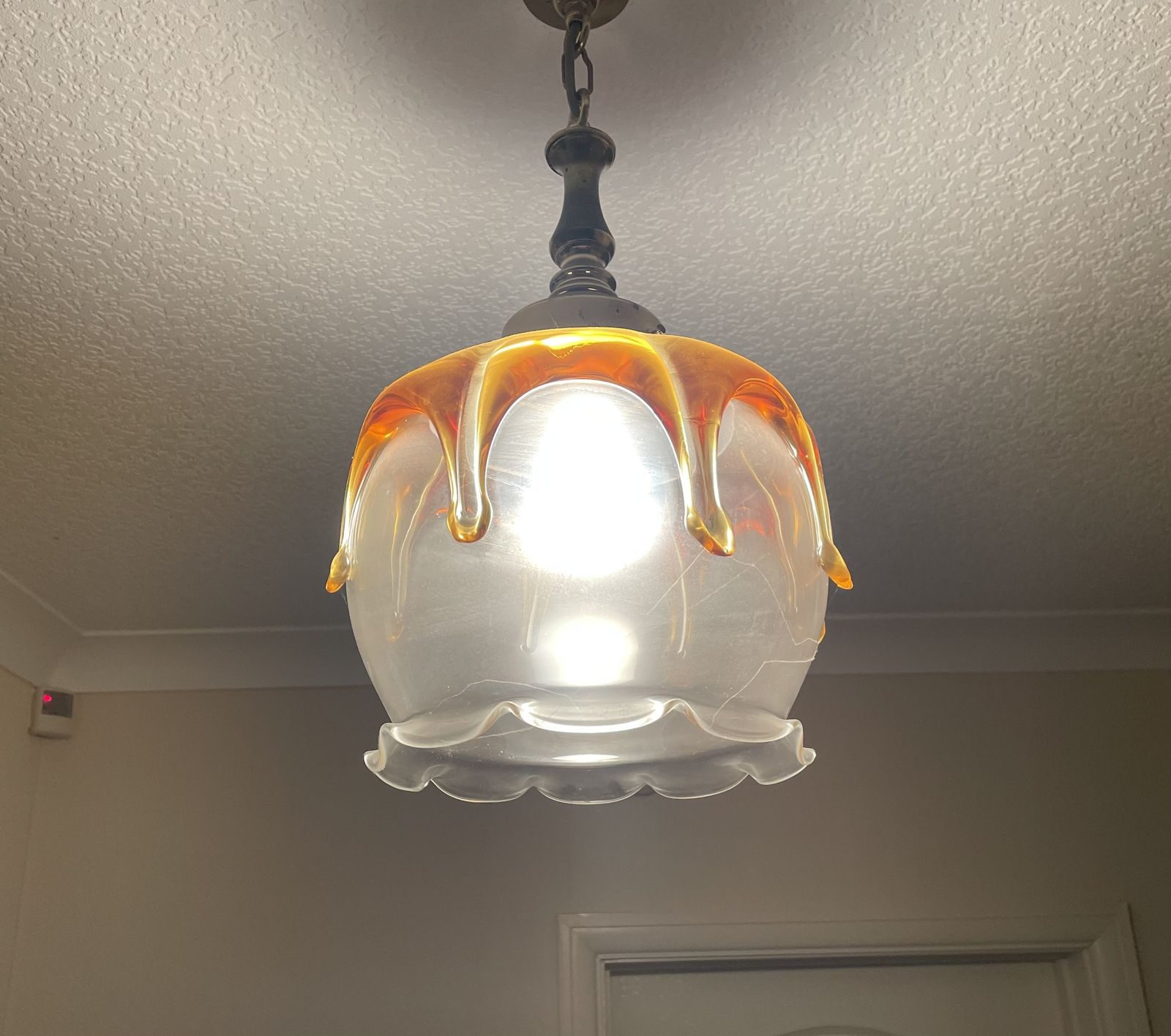 Murano Glass Vintage Ceiling Light Shades And Brass Ceiling Fittings (X2) photo Lighting