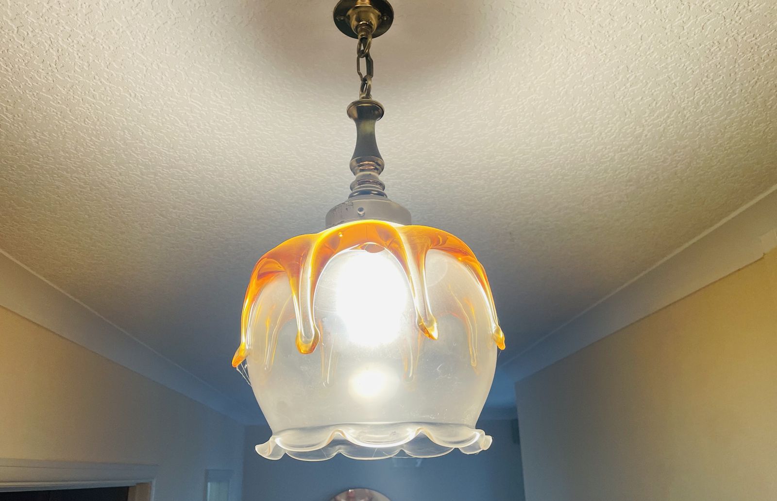 Murano Glass Vintage Ceiling Light Shades And Brass Ceiling Fittings (X2) photo furniture