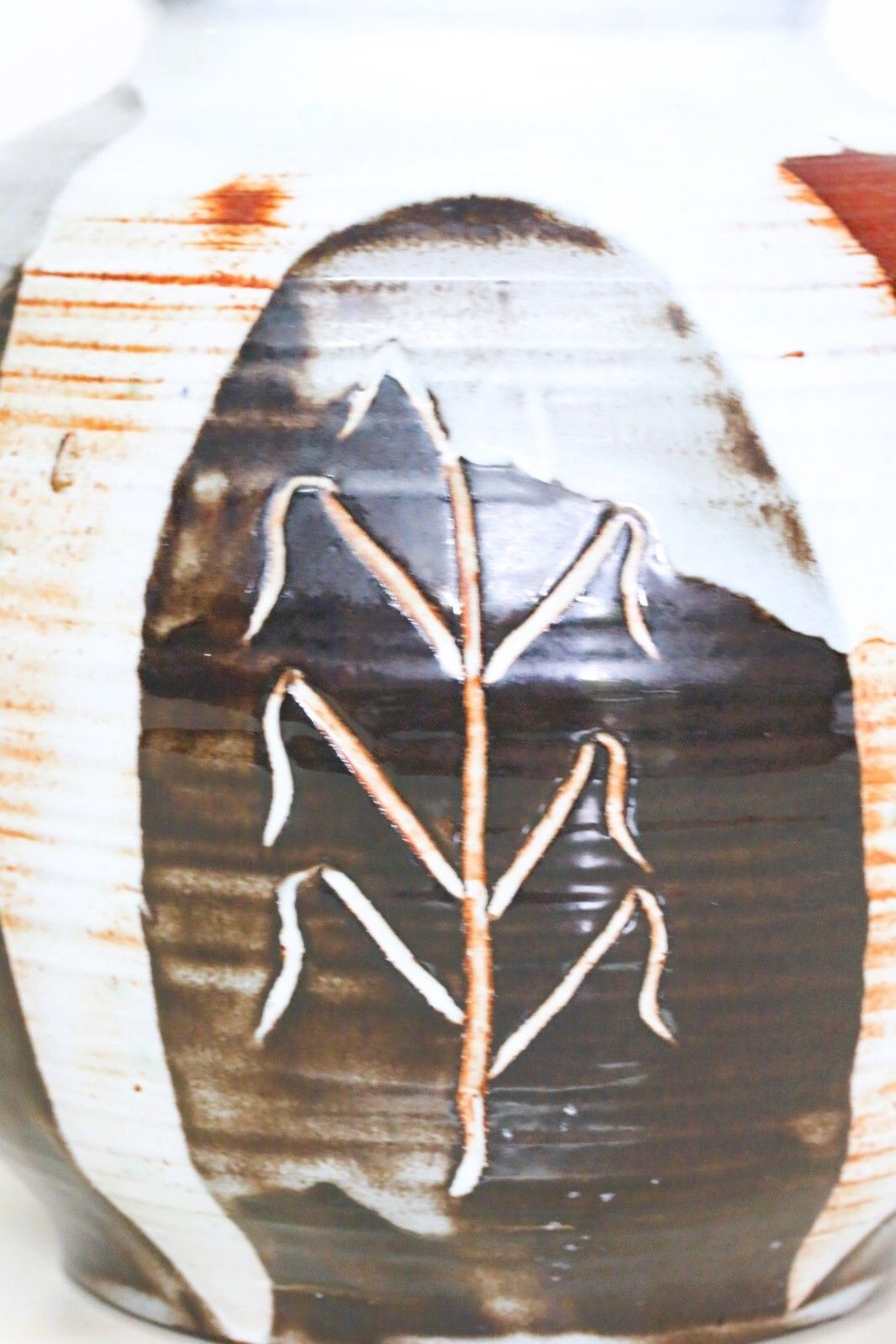Large 1969 Vintage Studio Pottery Vase Mcm Vgc Unusual & Fascinating 4 Seasons photo vintage