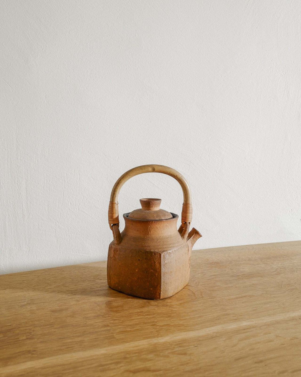 Unique Swedish Mid Century Stoneware & Bamboo Tea Pot By Signe Persson Melin, 1963 photo for sale