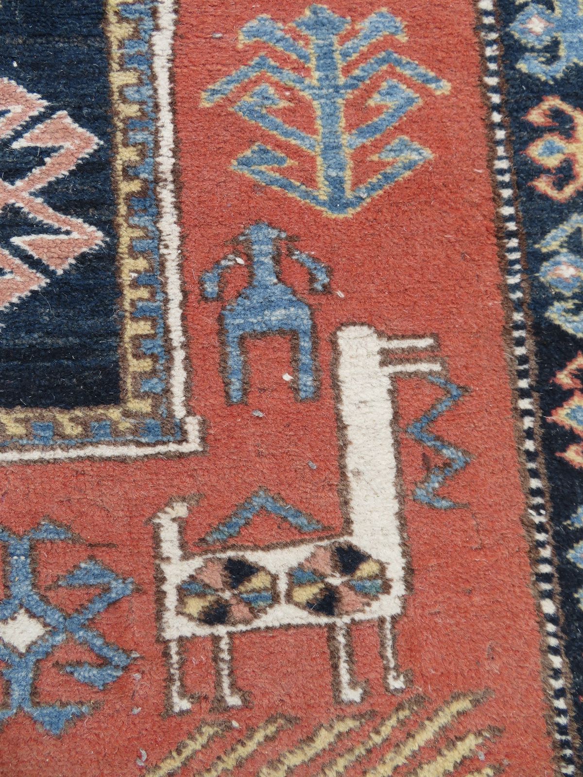 Afghan Caucasian Design Rug. Peacocks,Animals,Figures. 172cm X 158cm. photo vintage
