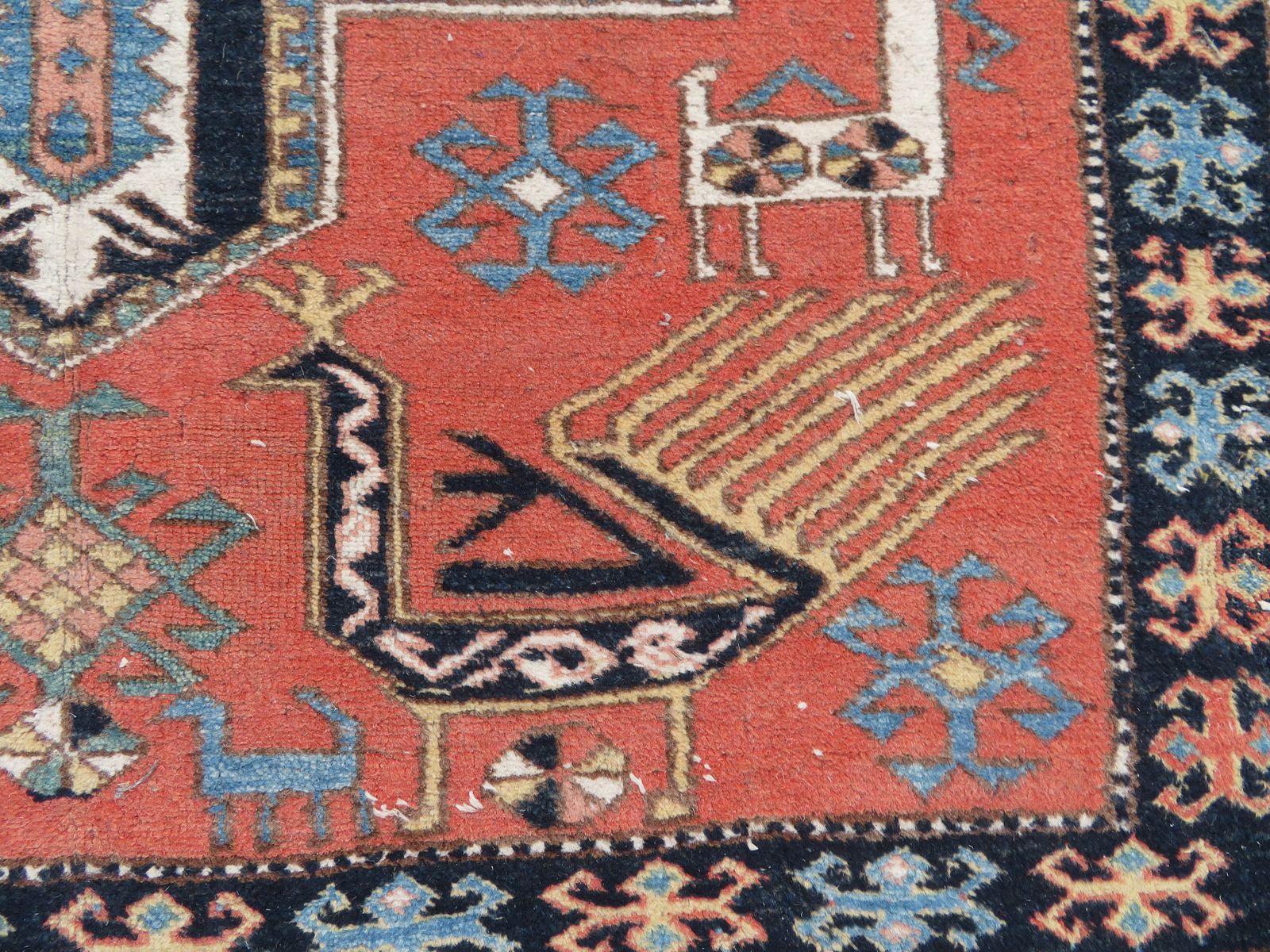 photo furniture Afghan Caucasian Design Rug. Peacocks,Animals,Figures. 172cm X 158cm.