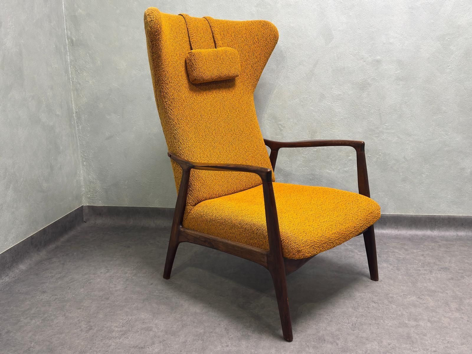 Wingback Chair Sedláček & Vyčítal For Dřevotvar, Czechoslovakia, 1960s photo for sale