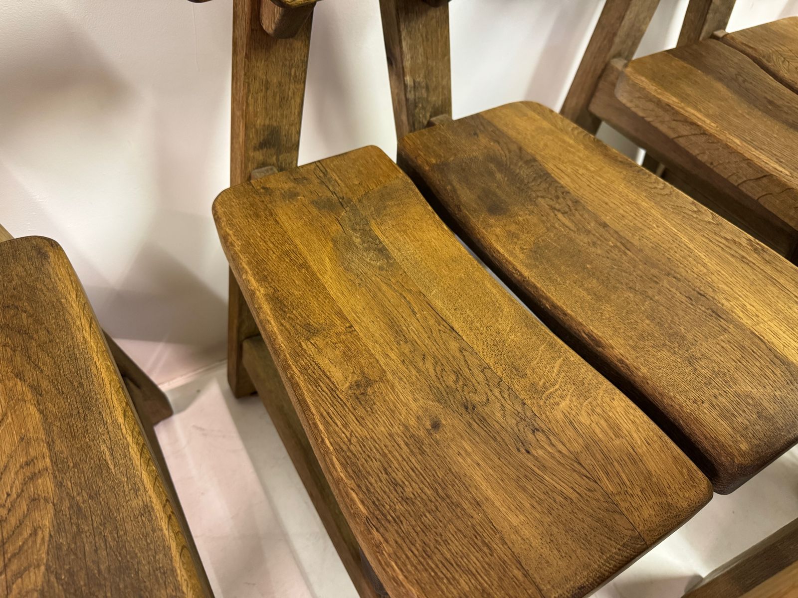 photo vinterior Set Of Six Brutalist Dining Chairs In Oak, Low Countries, 1960s