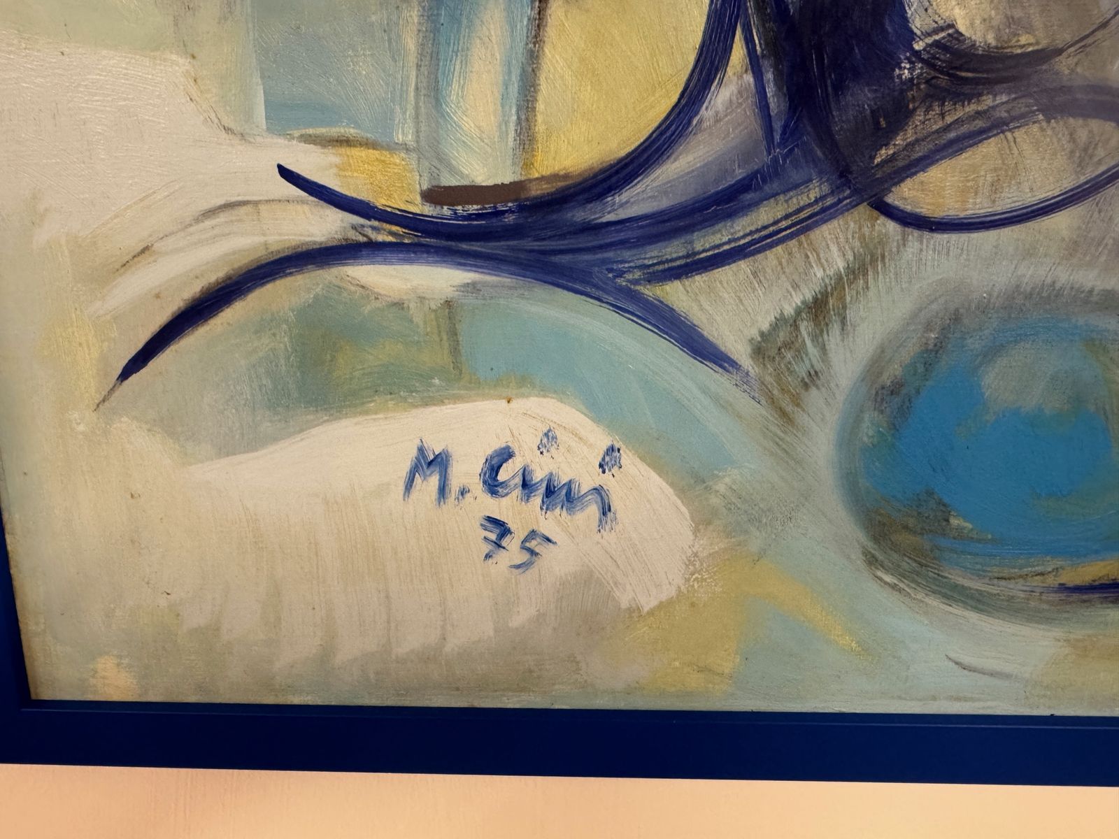 Italian Abstract Painting In Blue, 1975 photo for sale