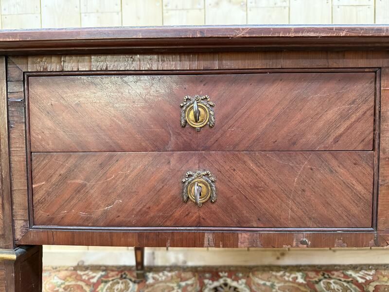Bureau Plat De Style Louis XVI En Marqueterie 196 Cm photo for sale