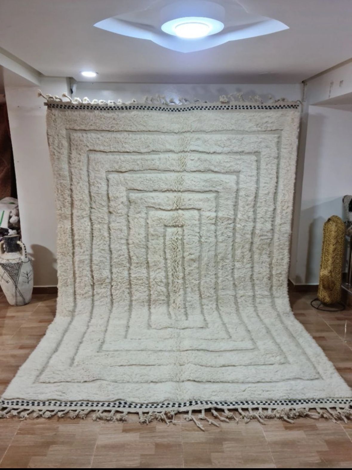 Authentic Moroccan Beni Ouarain Rug, 300x200cm, Virgin Wool, Handmade photo furniture