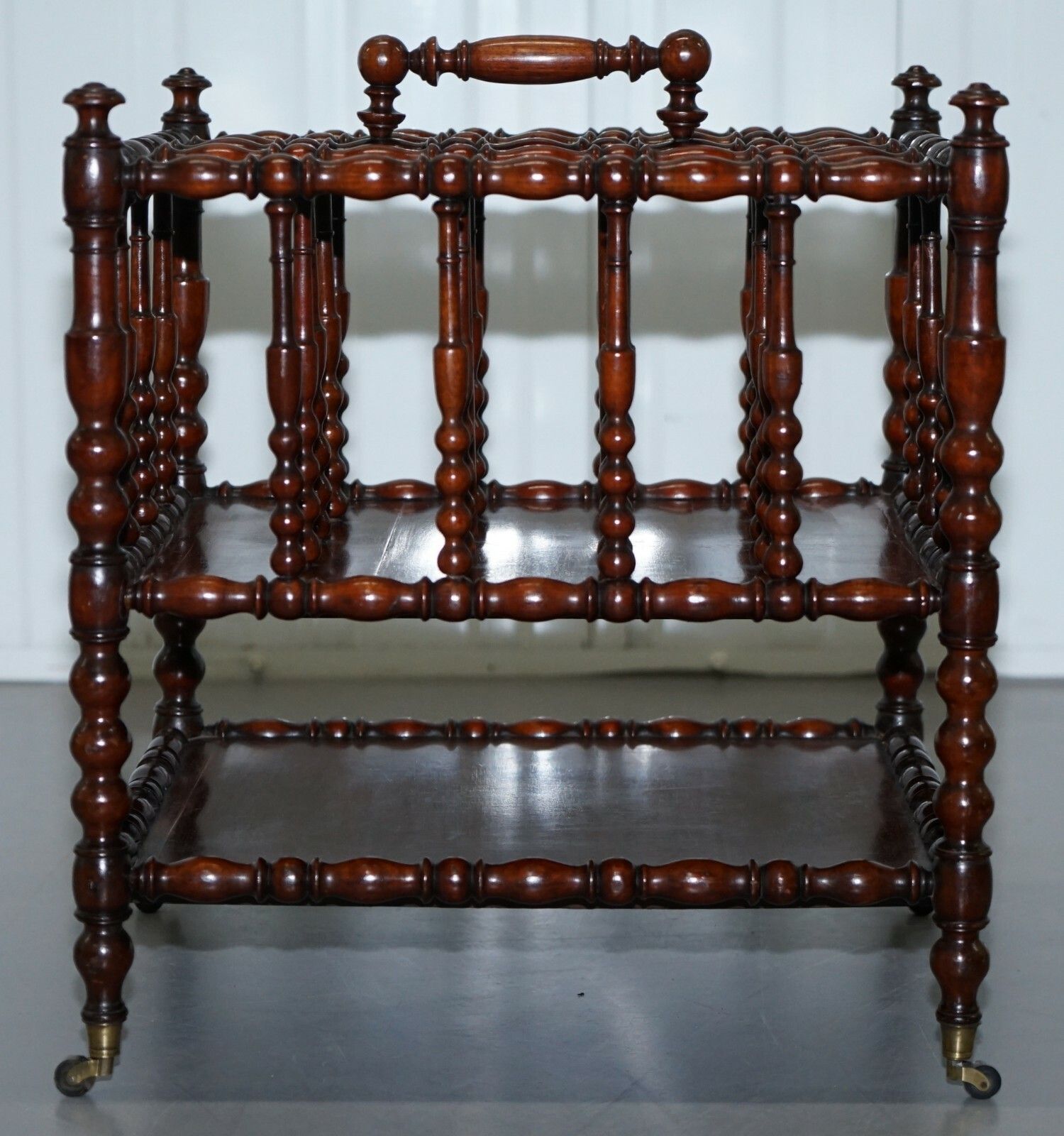 Rare Napoleon III Fruitwood Four Division Canterbury With Bobbin Turned Frame photo 1027.0