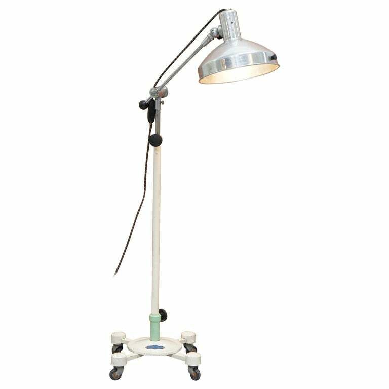 Mid Century Sol Tan Industrial Articulated Floor Lamp & Original Heating Bulb