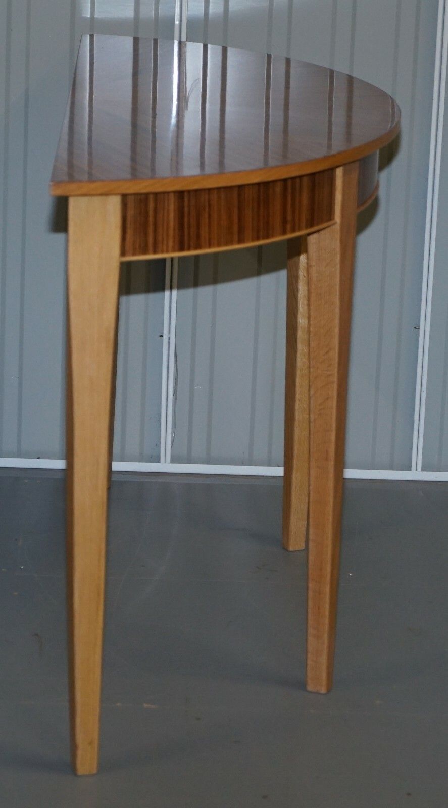 photo for sale Brand New Ex Display Bevan Funnell Phoenix Zebrano Wood Demi Lune Console Table