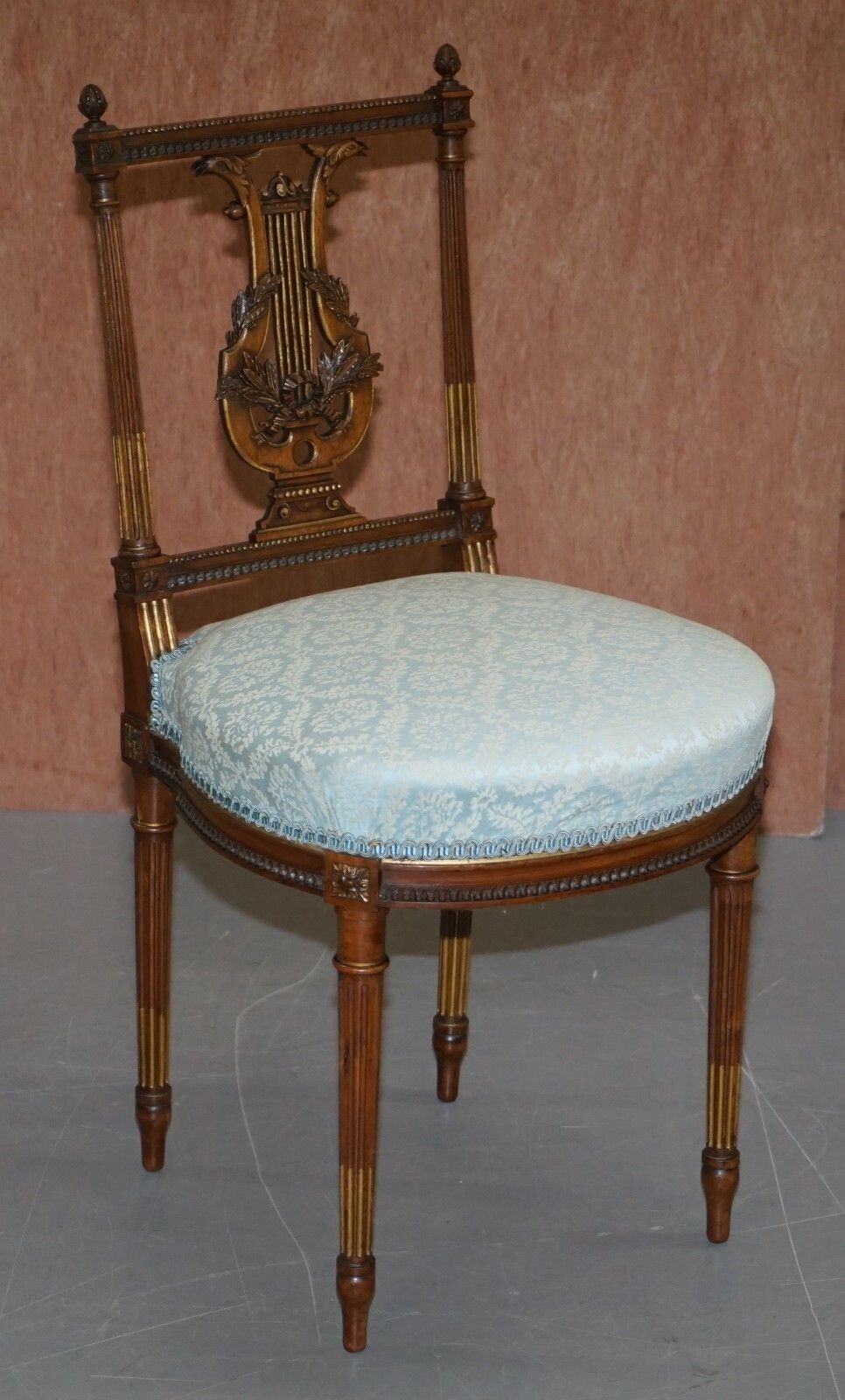 Ornate Pair Of Important Hand Carved Giltwood Occasional Chairs Phoenix Harp photo furniture