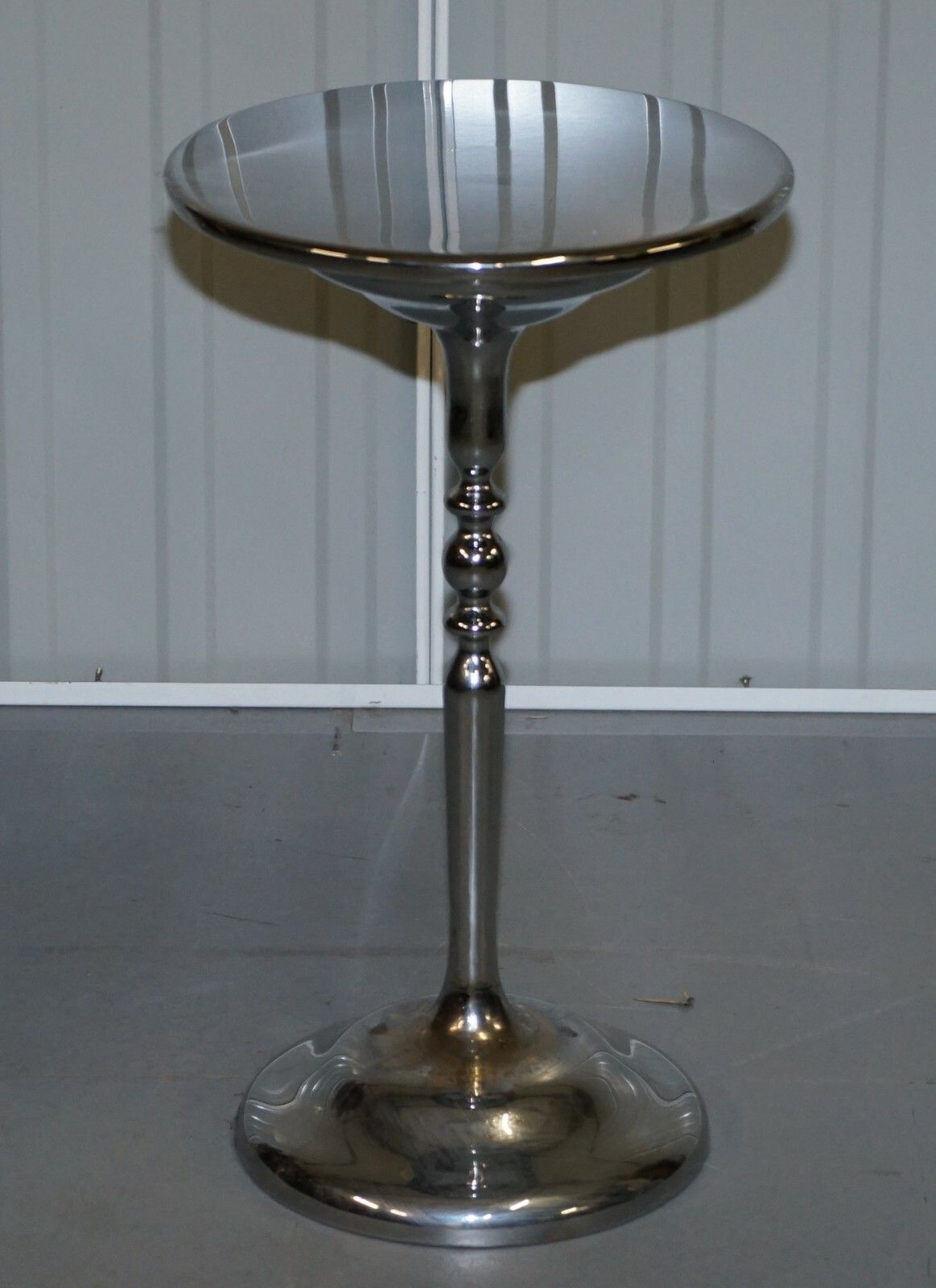 Pair Of Chrome Plated Vintage Side Tables On Solid Oak Bases Part Of Large Suite photo vintage