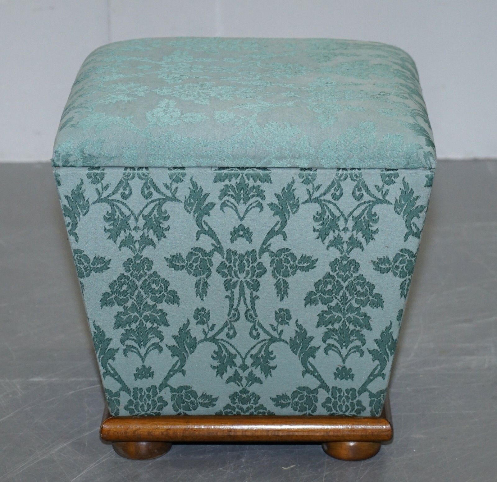 Exquisite Silk Upholstered Victorian Style Ottoman Stool Footstool With Storage photo vintage